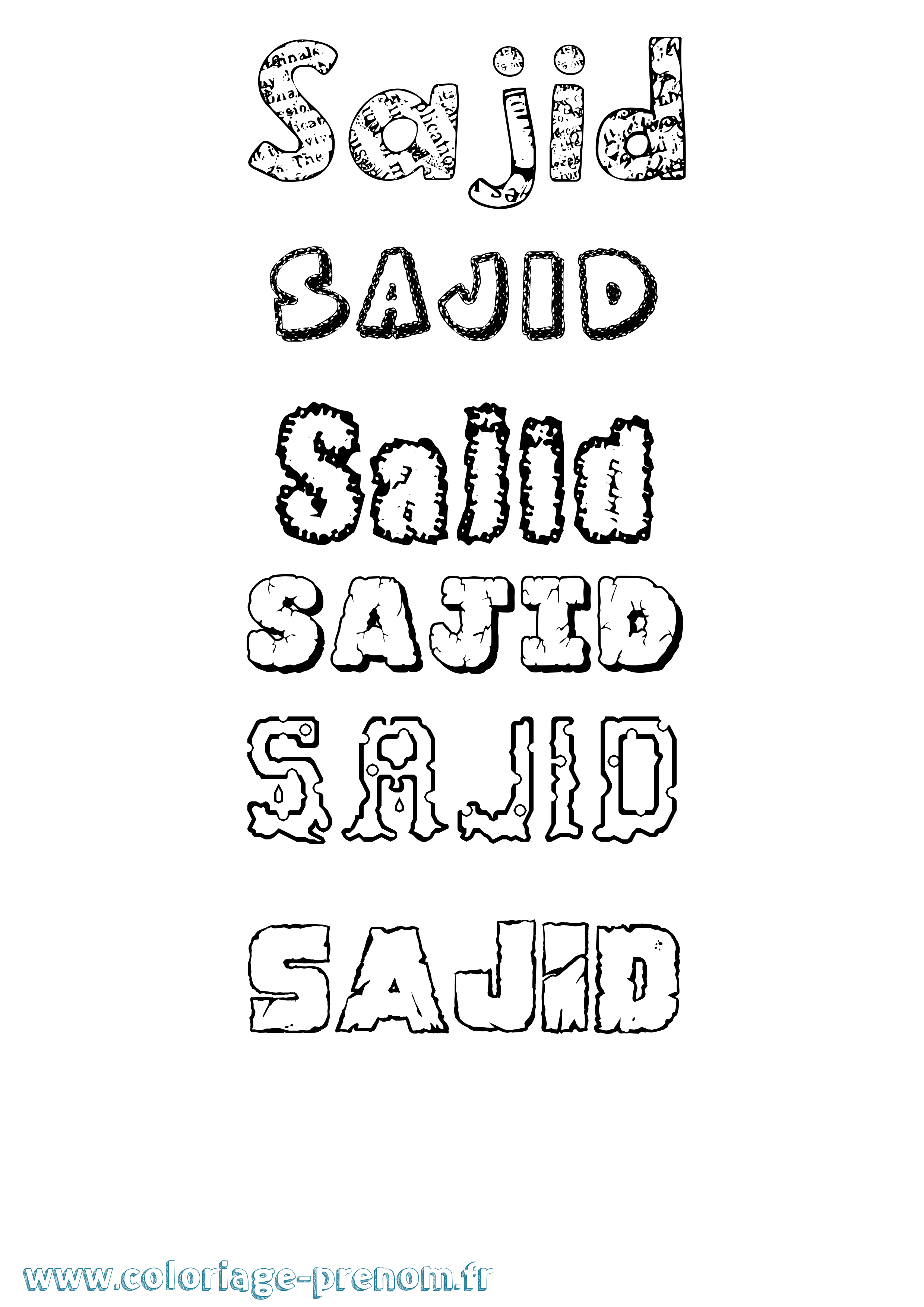 Coloriage prénom Sajid Destructuré