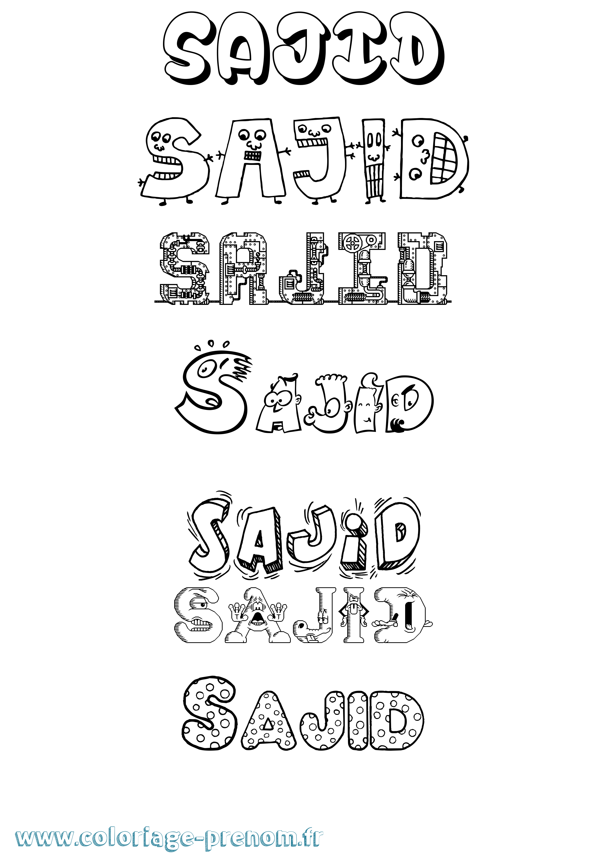 Coloriage prénom Sajid Fun