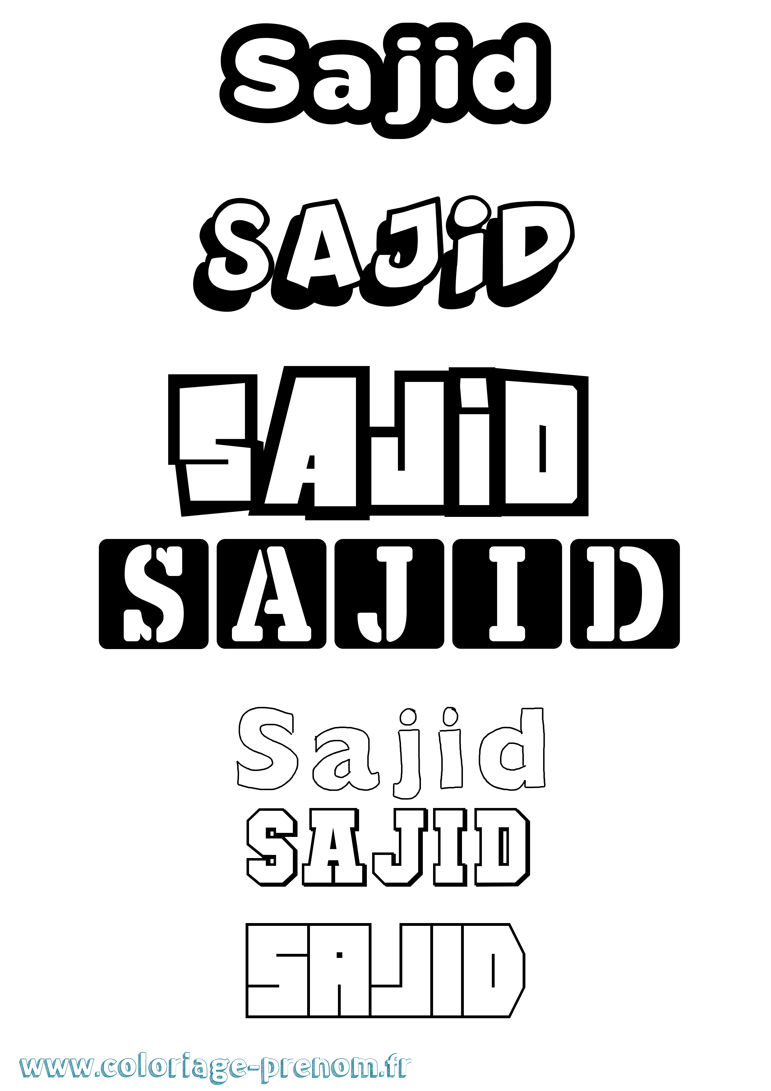Coloriage prénom Sajid Simple