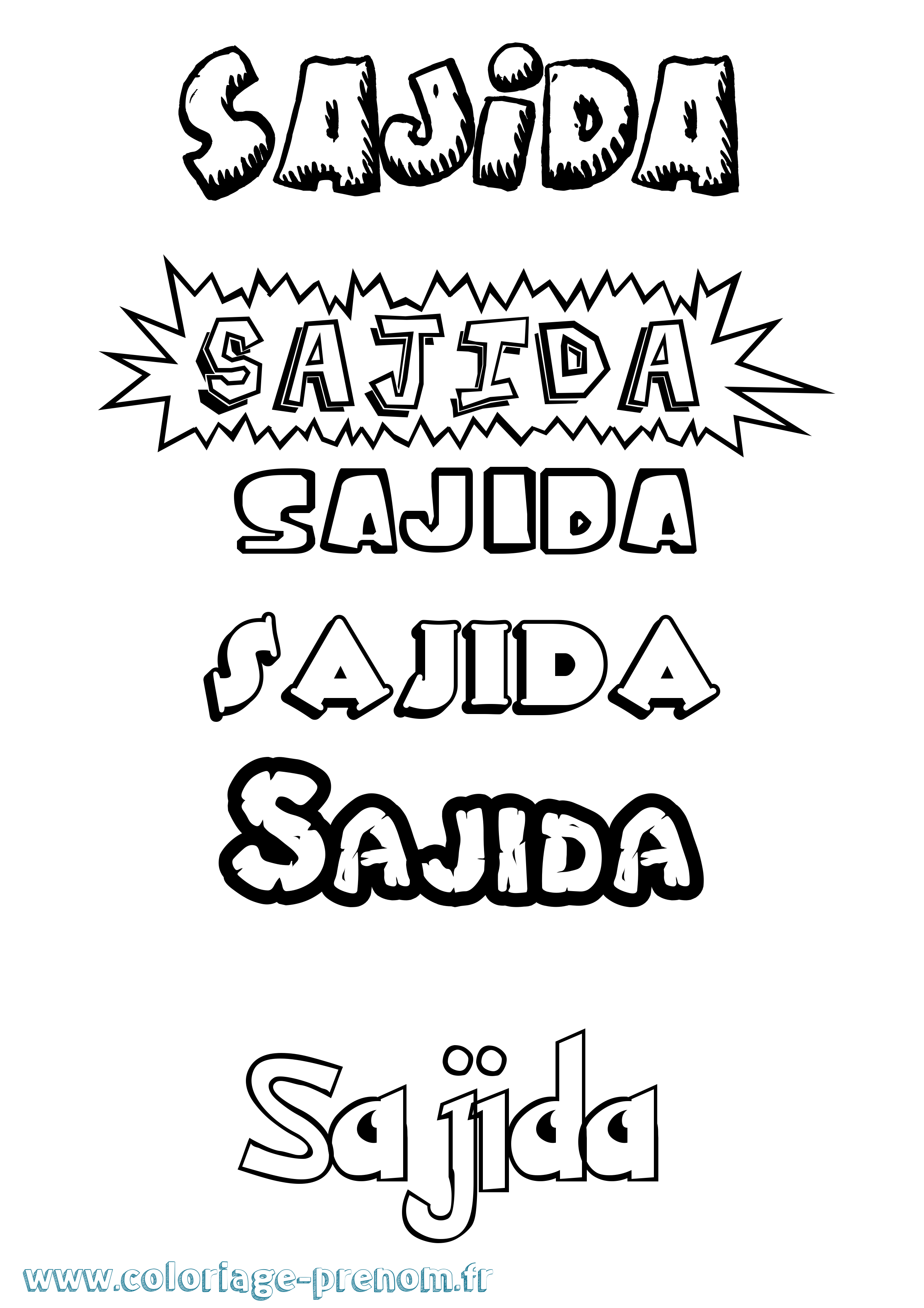 Coloriage prénom Sajida Dessin Animé