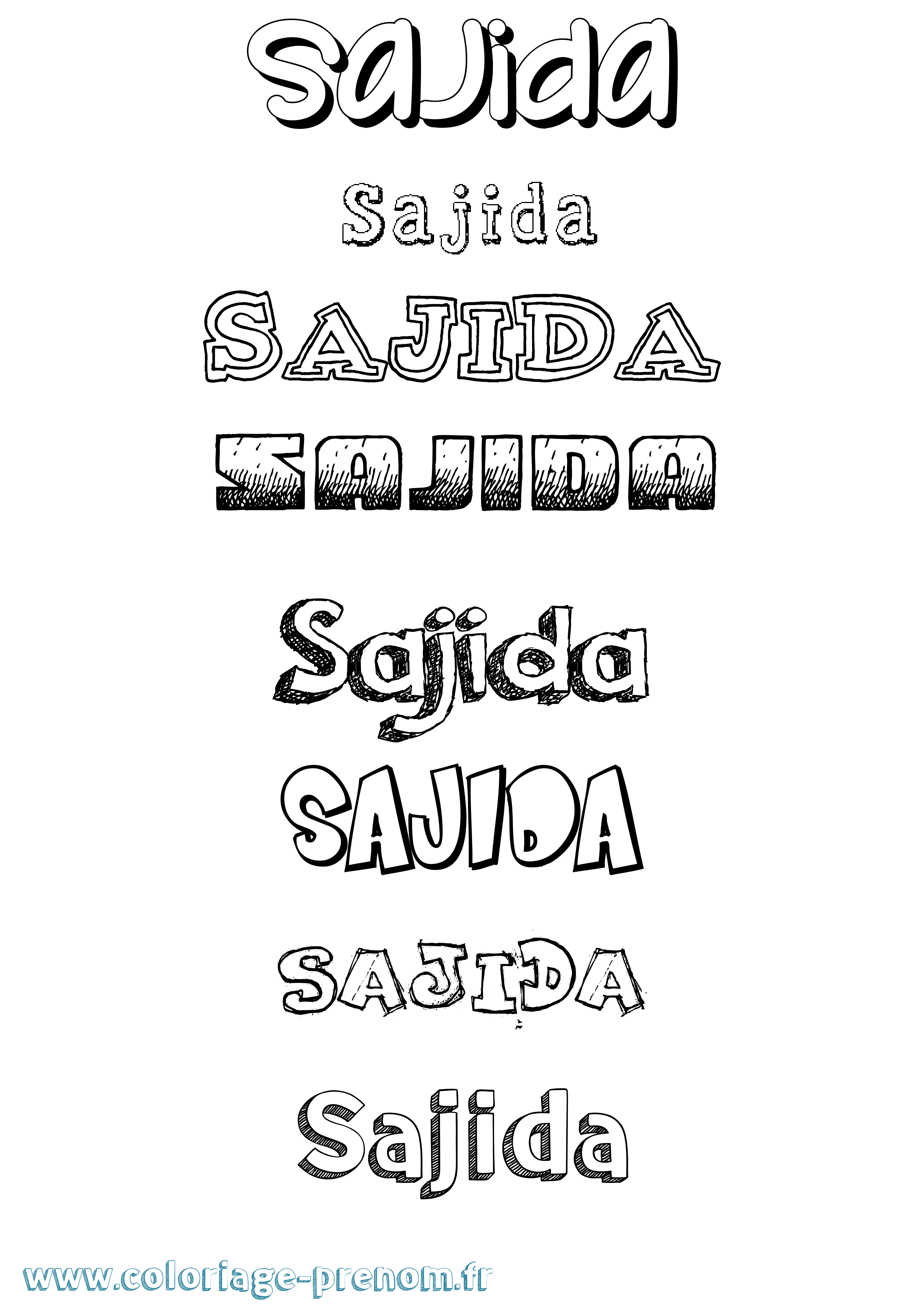 Coloriage prénom Sajida Dessiné