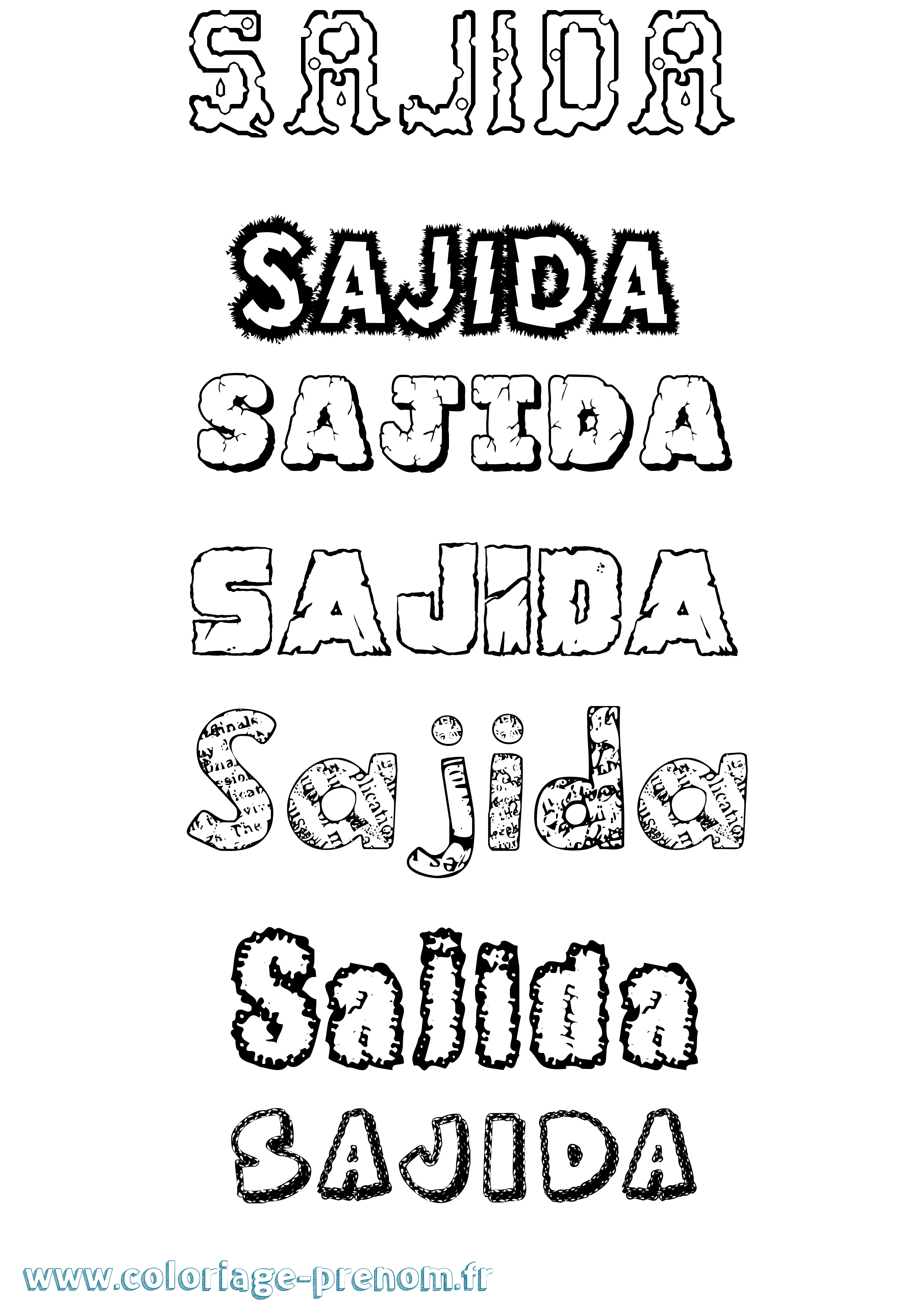 Coloriage prénom Sajida Destructuré