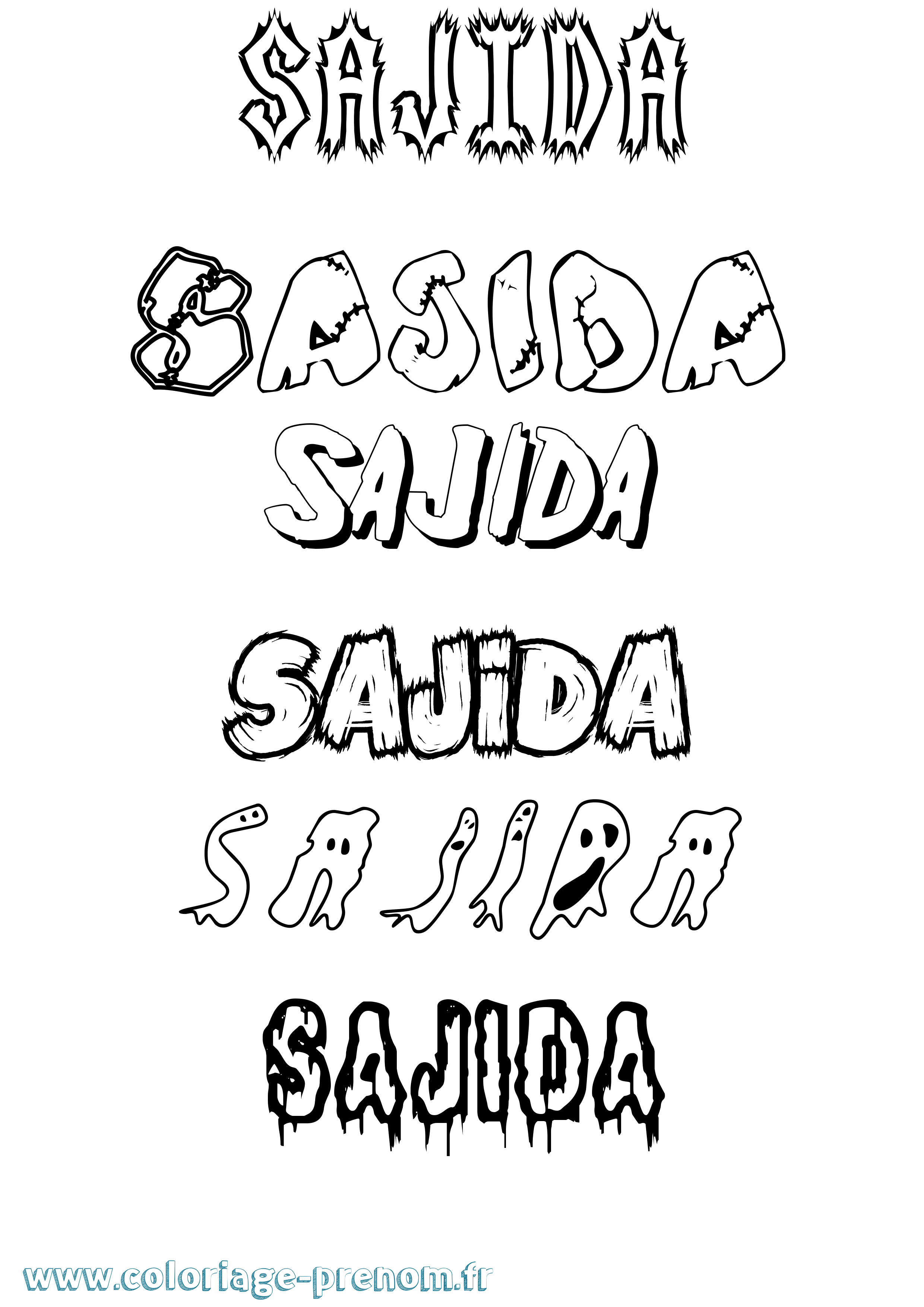 Coloriage prénom Sajida Frisson