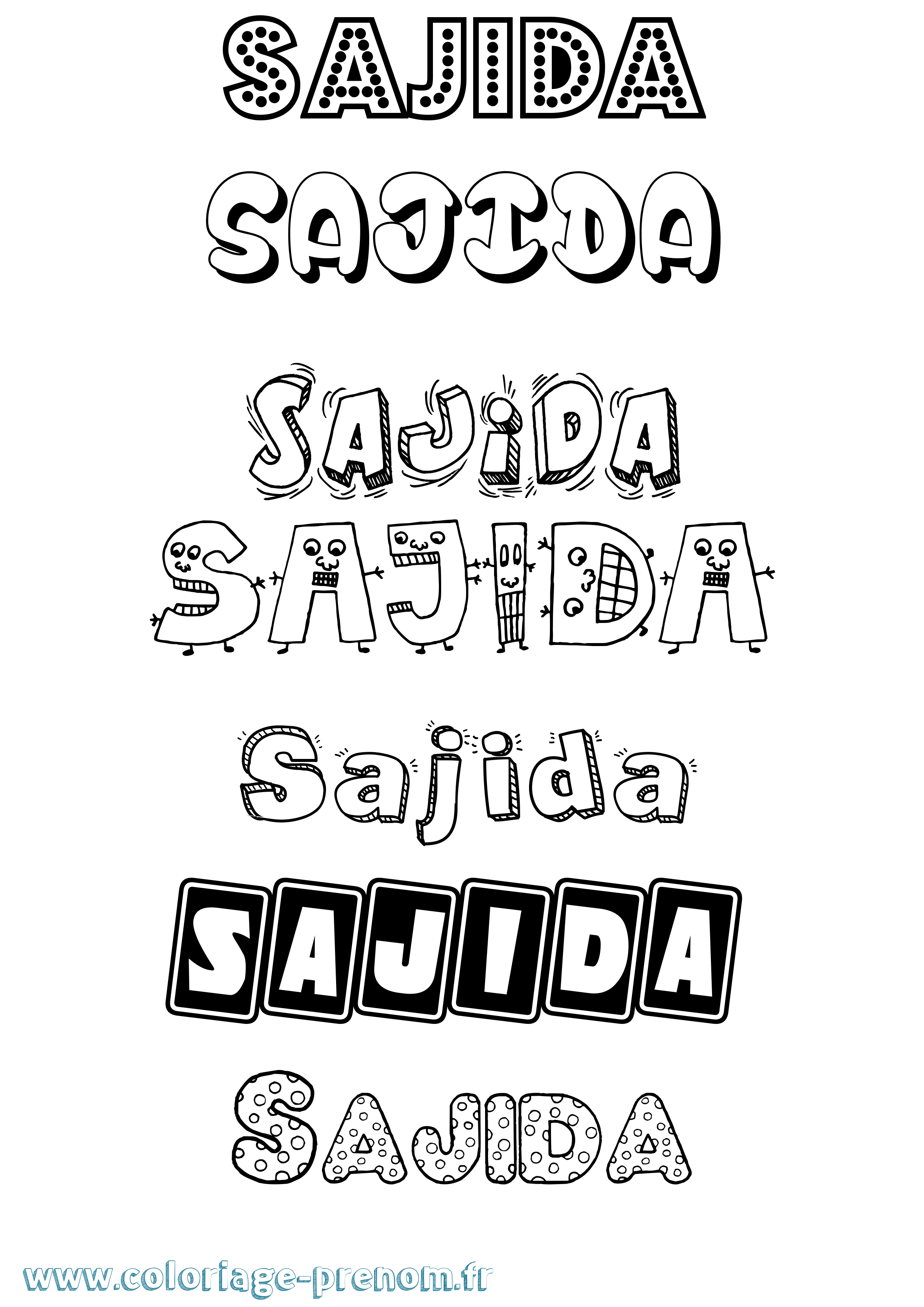 Coloriage prénom Sajida Fun