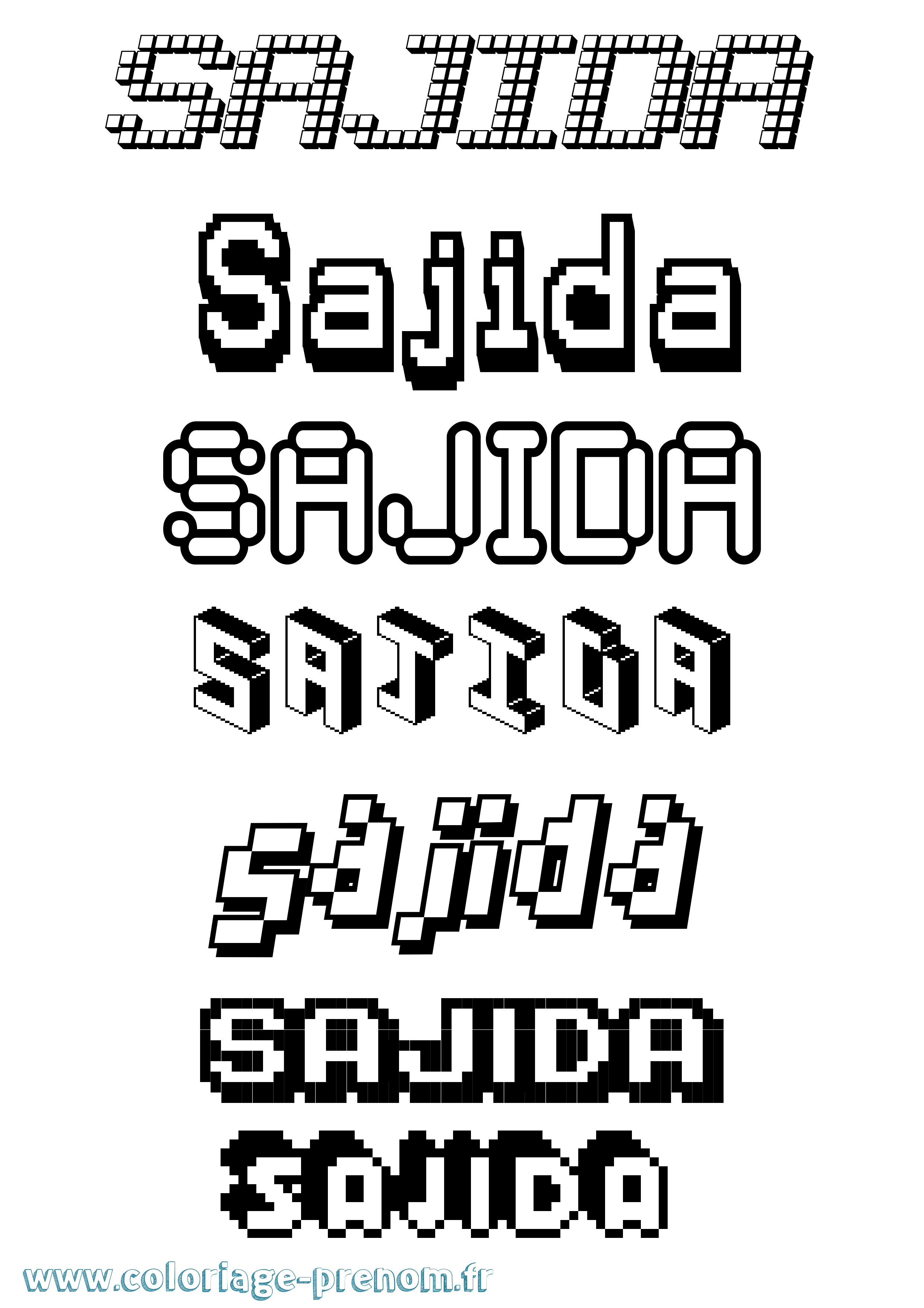 Coloriage prénom Sajida Pixel