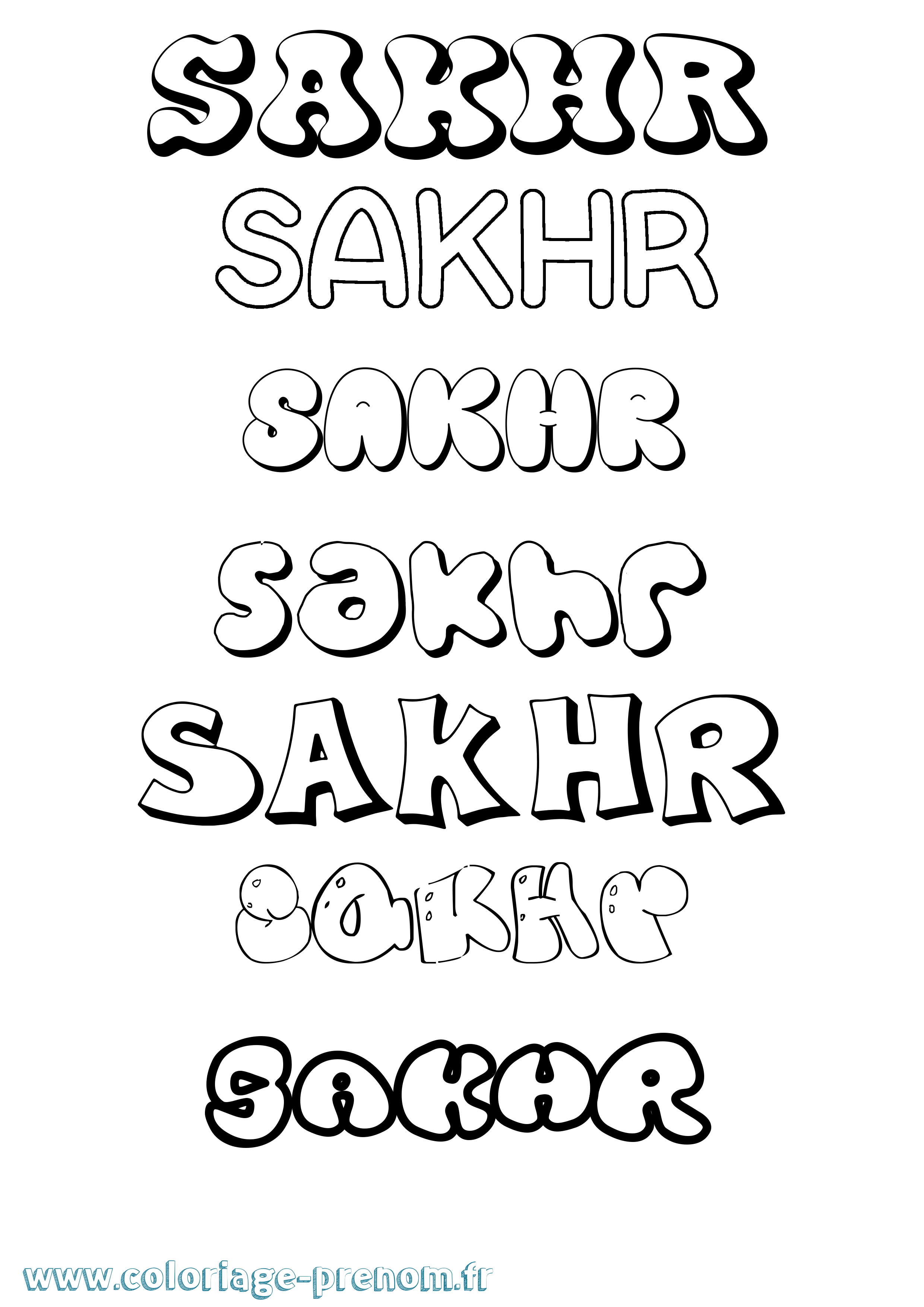 Coloriage prénom Sakhr Bubble
