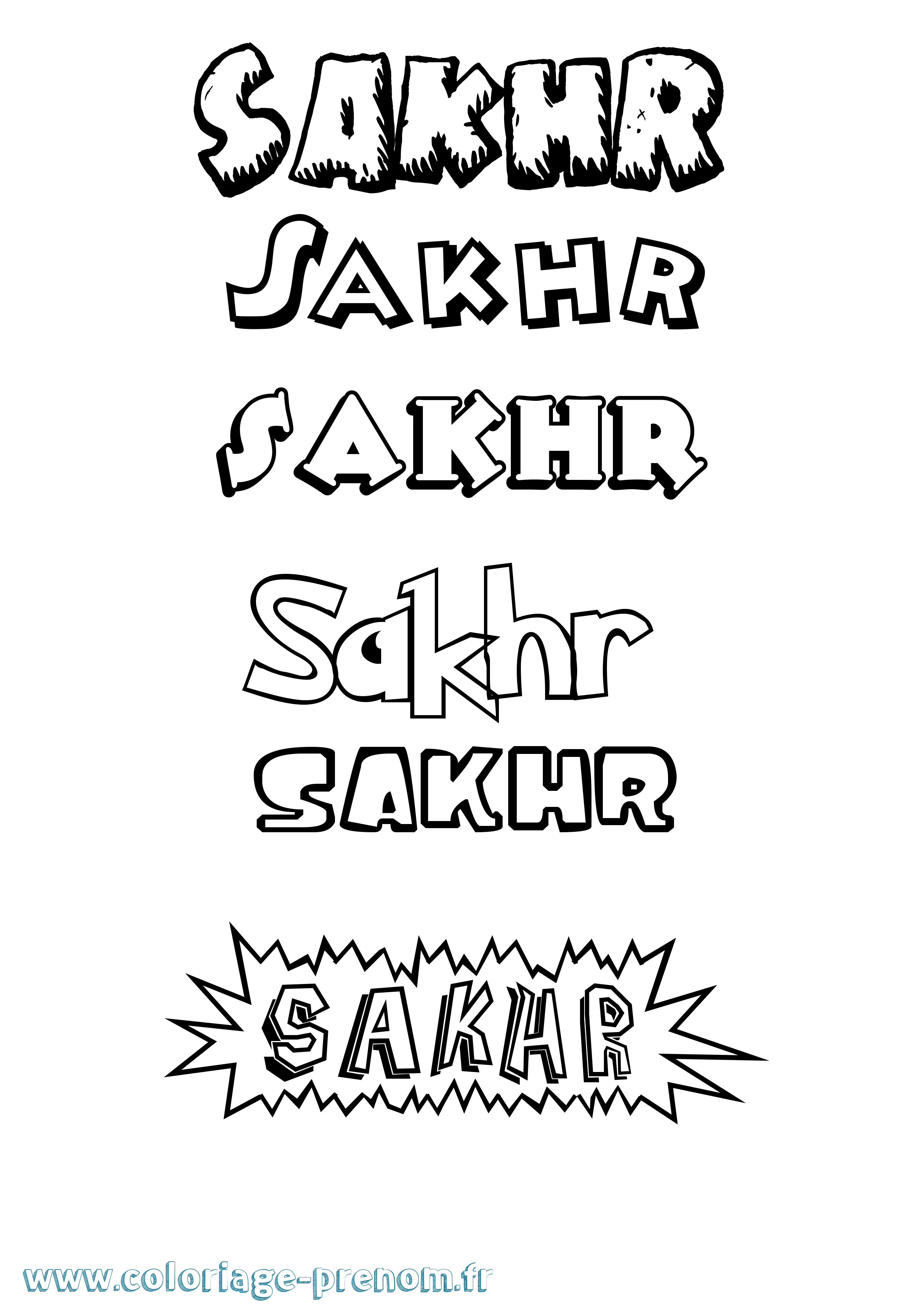Coloriage prénom Sakhr Dessin Animé