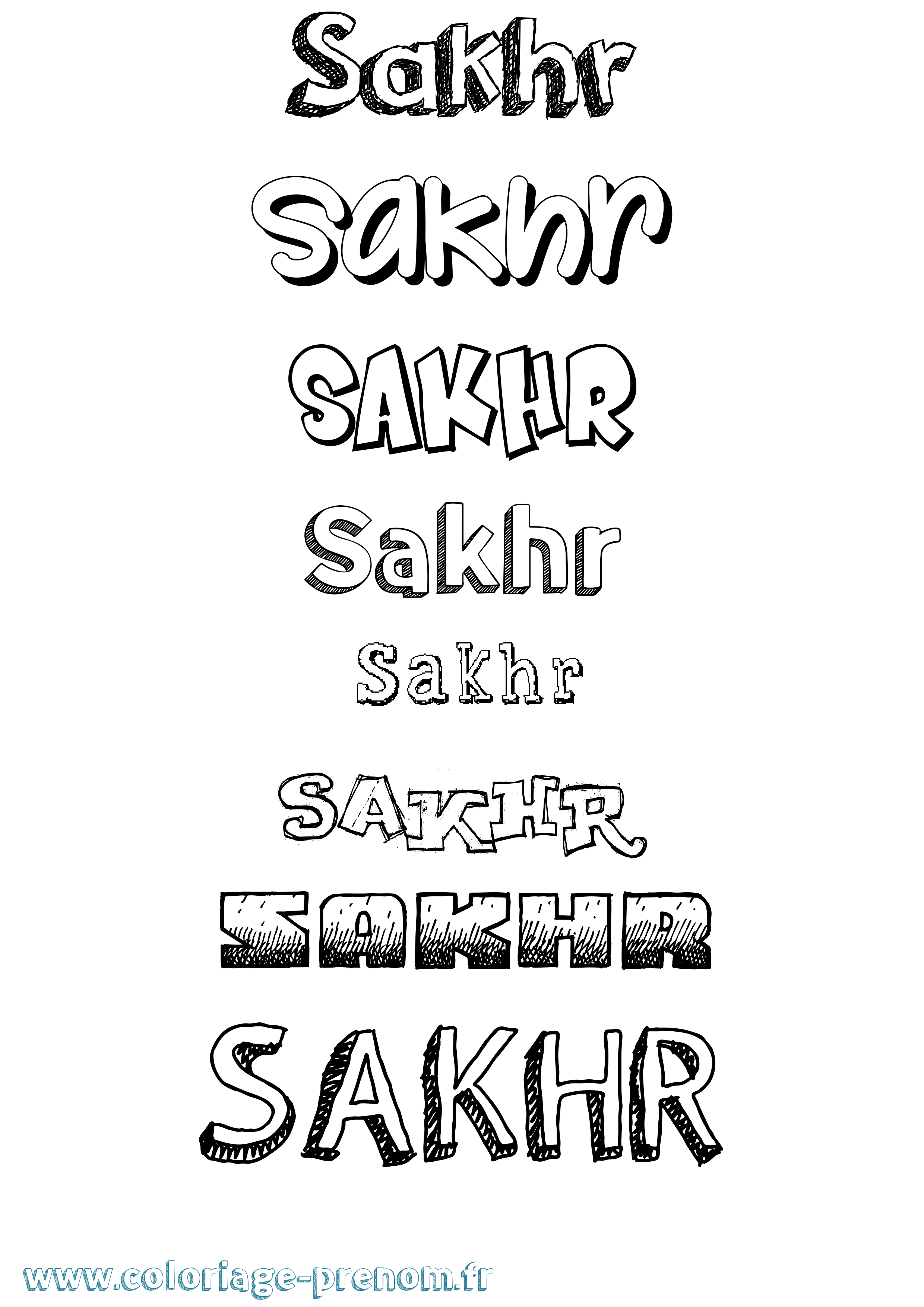 Coloriage prénom Sakhr Dessiné