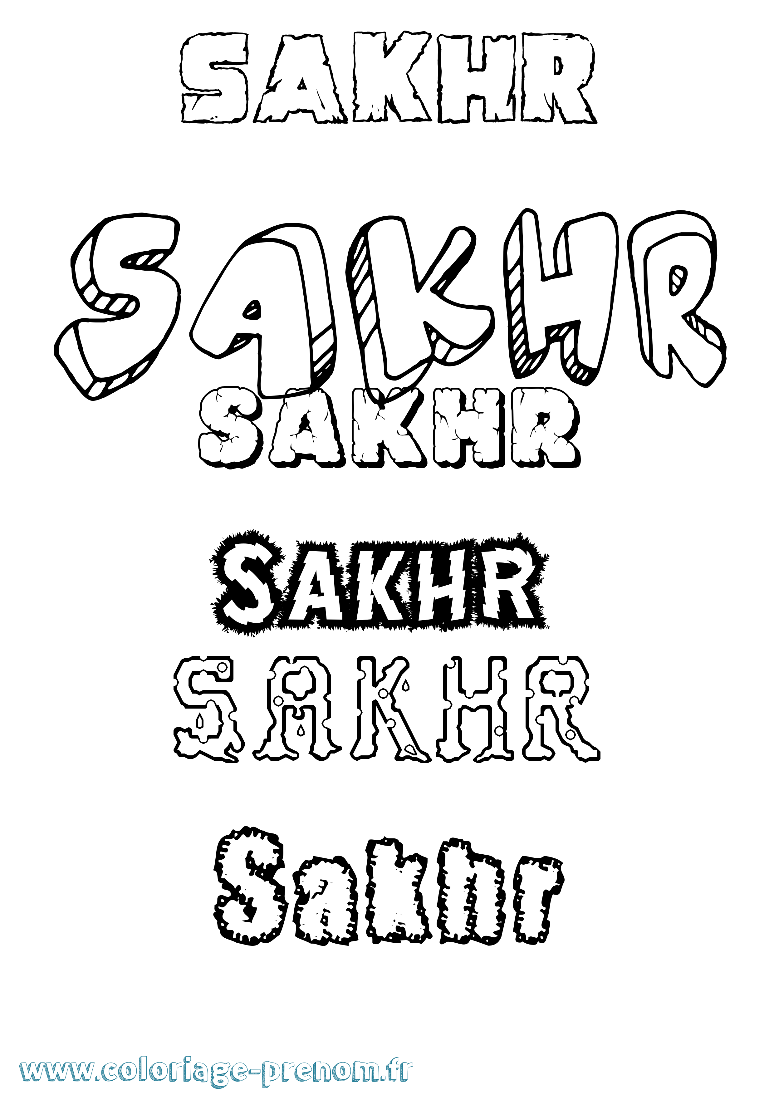 Coloriage prénom Sakhr Destructuré