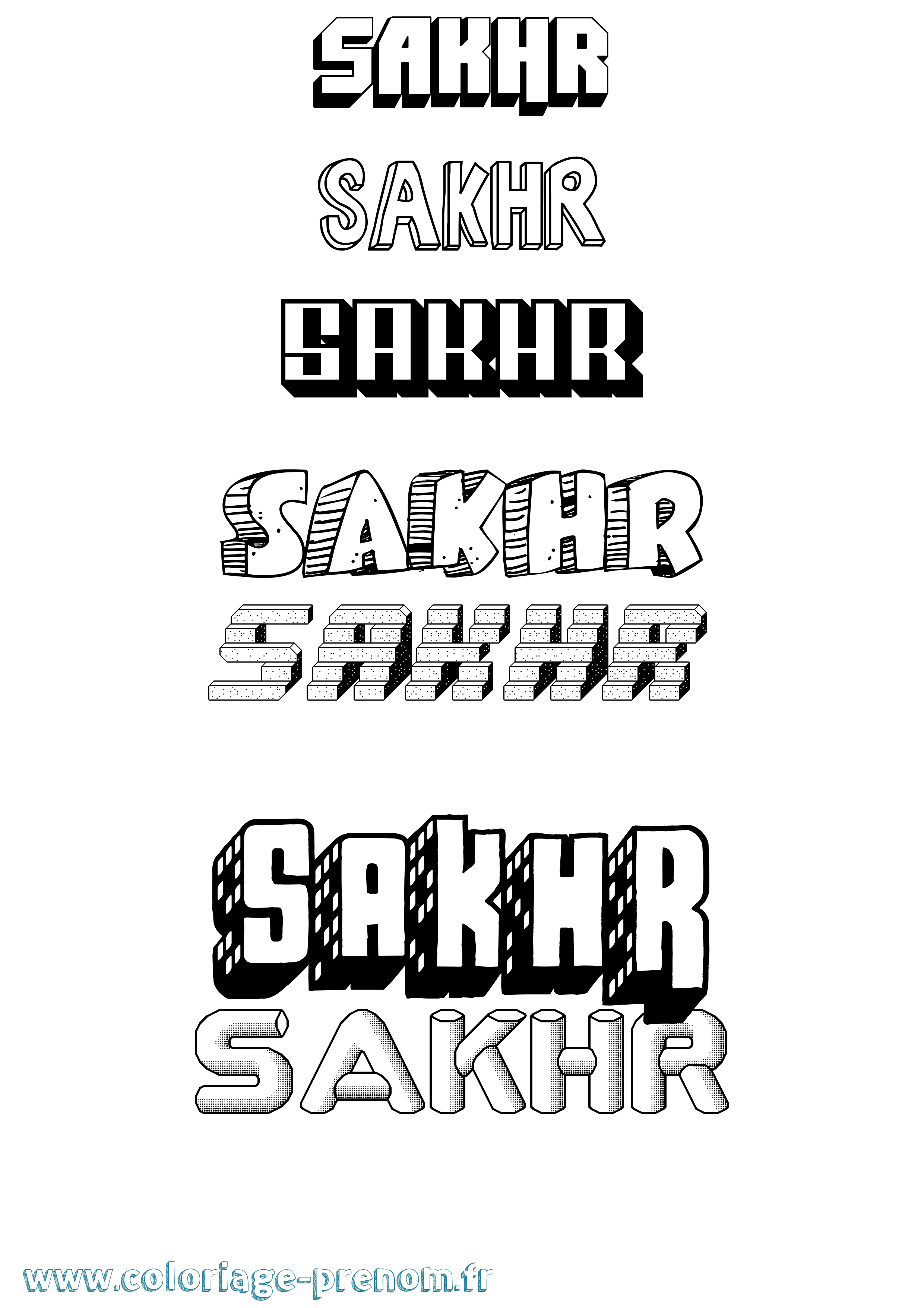 Coloriage prénom Sakhr Effet 3D