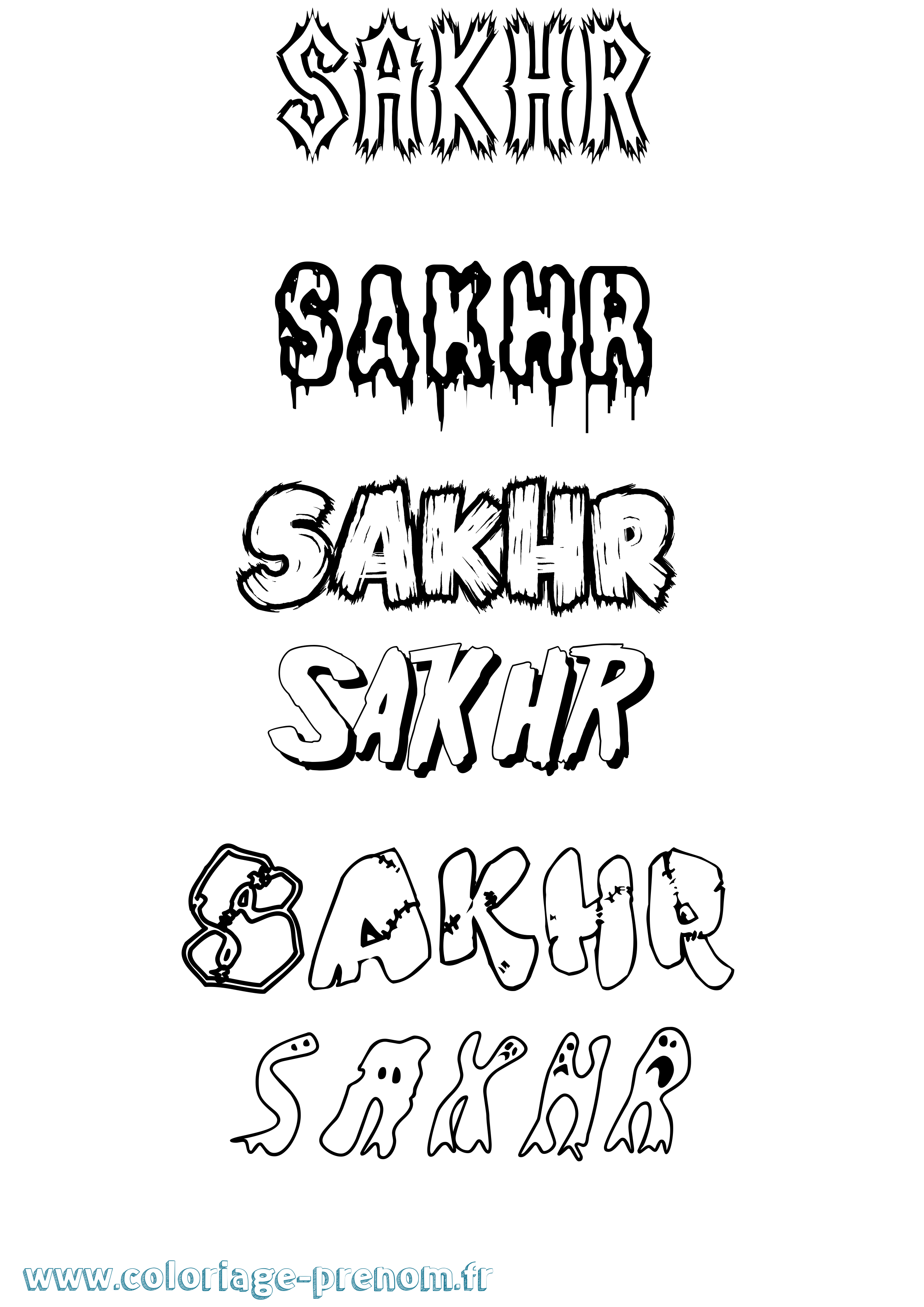 Coloriage prénom Sakhr Frisson