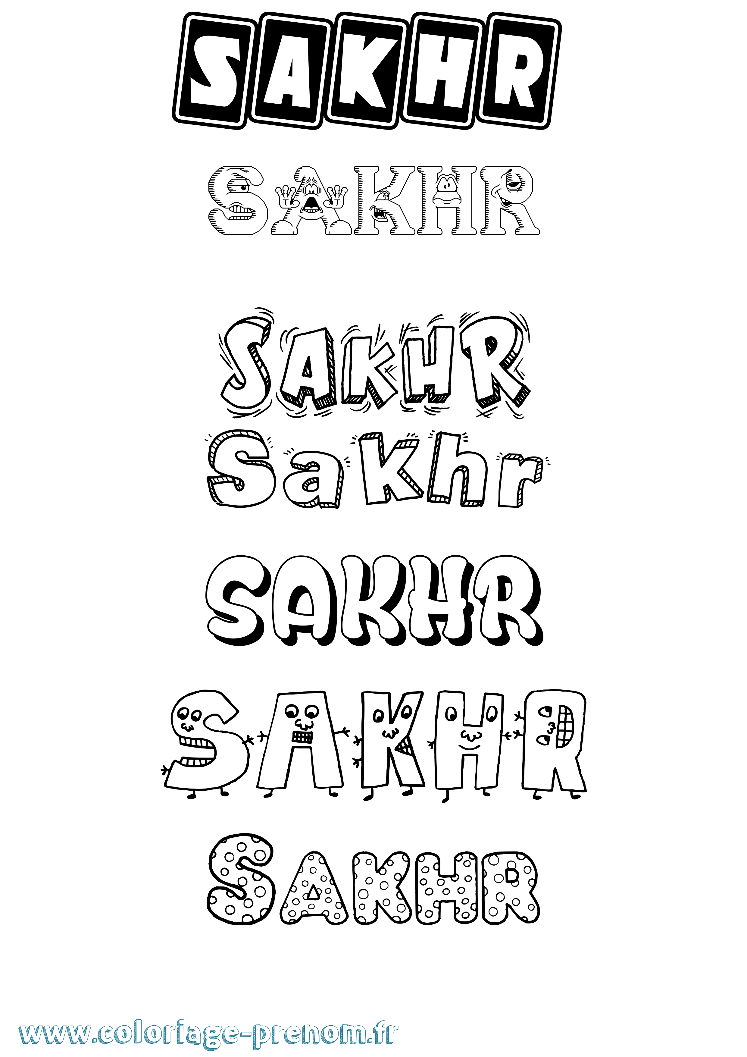 Coloriage prénom Sakhr Fun