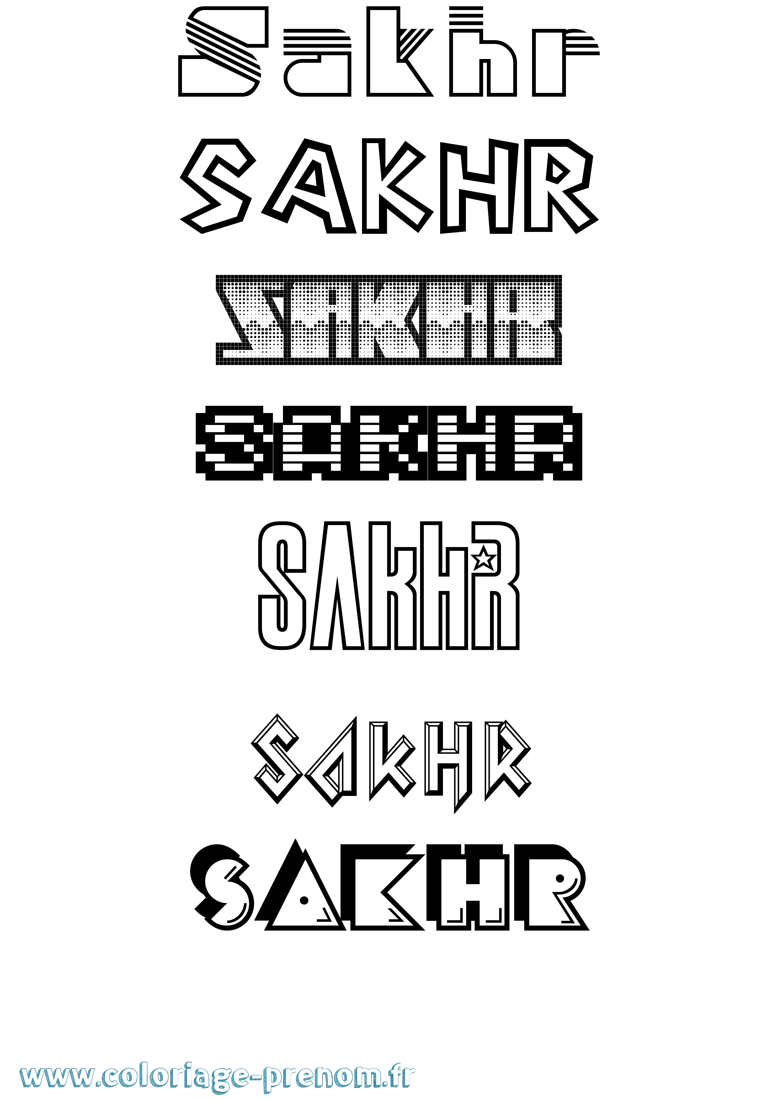 Coloriage prénom Sakhr Jeux Vidéos