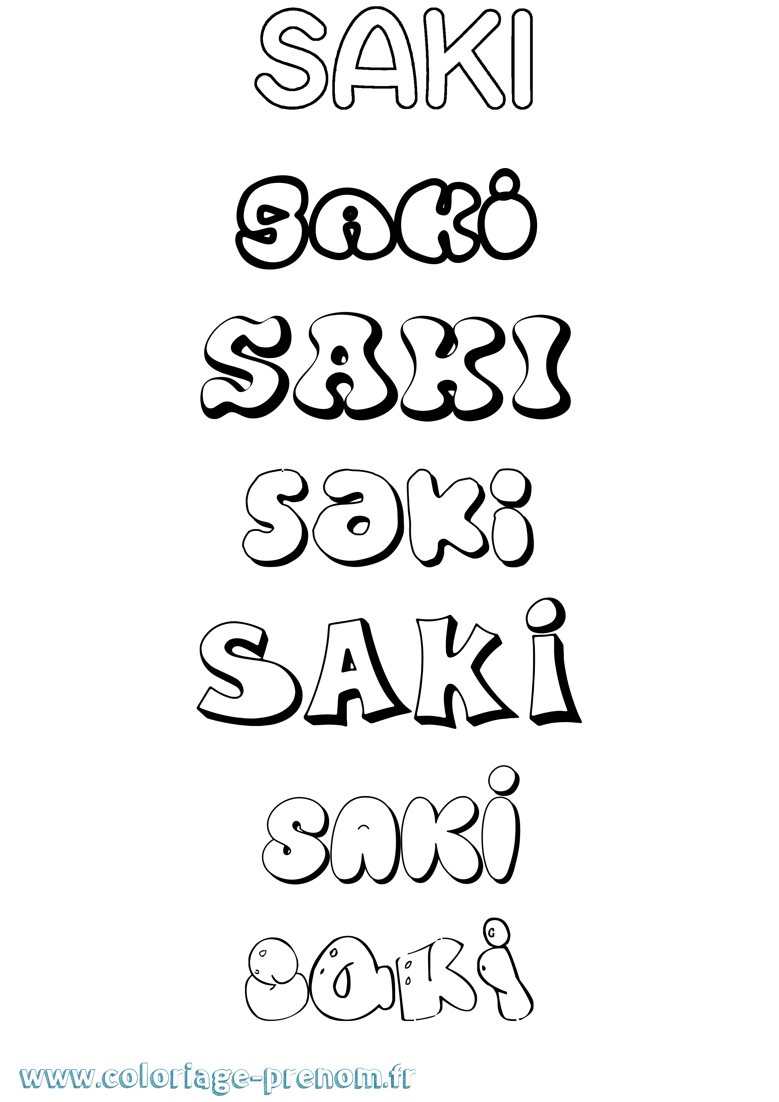 Coloriage Saki Bubble Coloriage prénom Saki Bubble