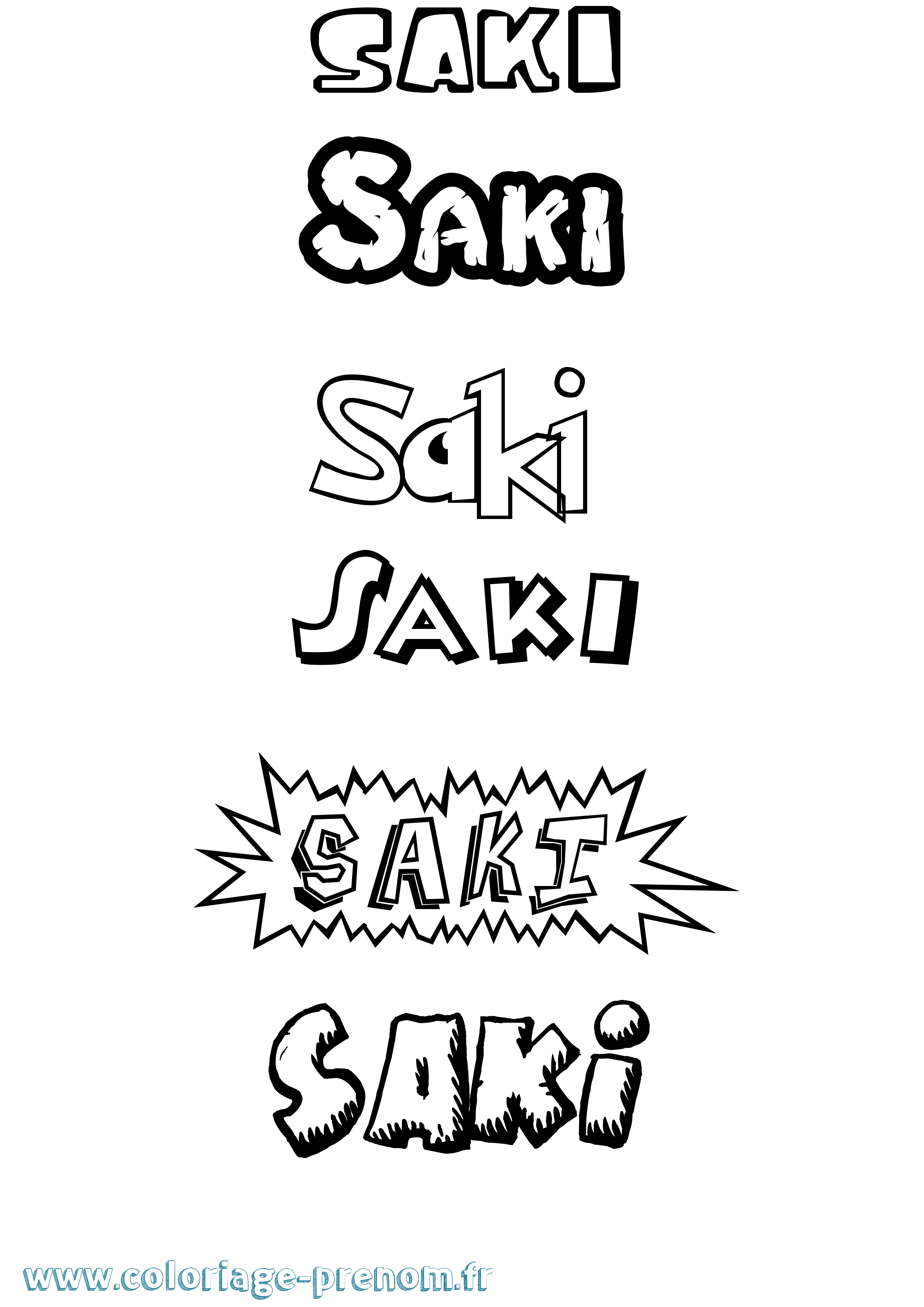 Coloriage prénom Saki Dessin Animé