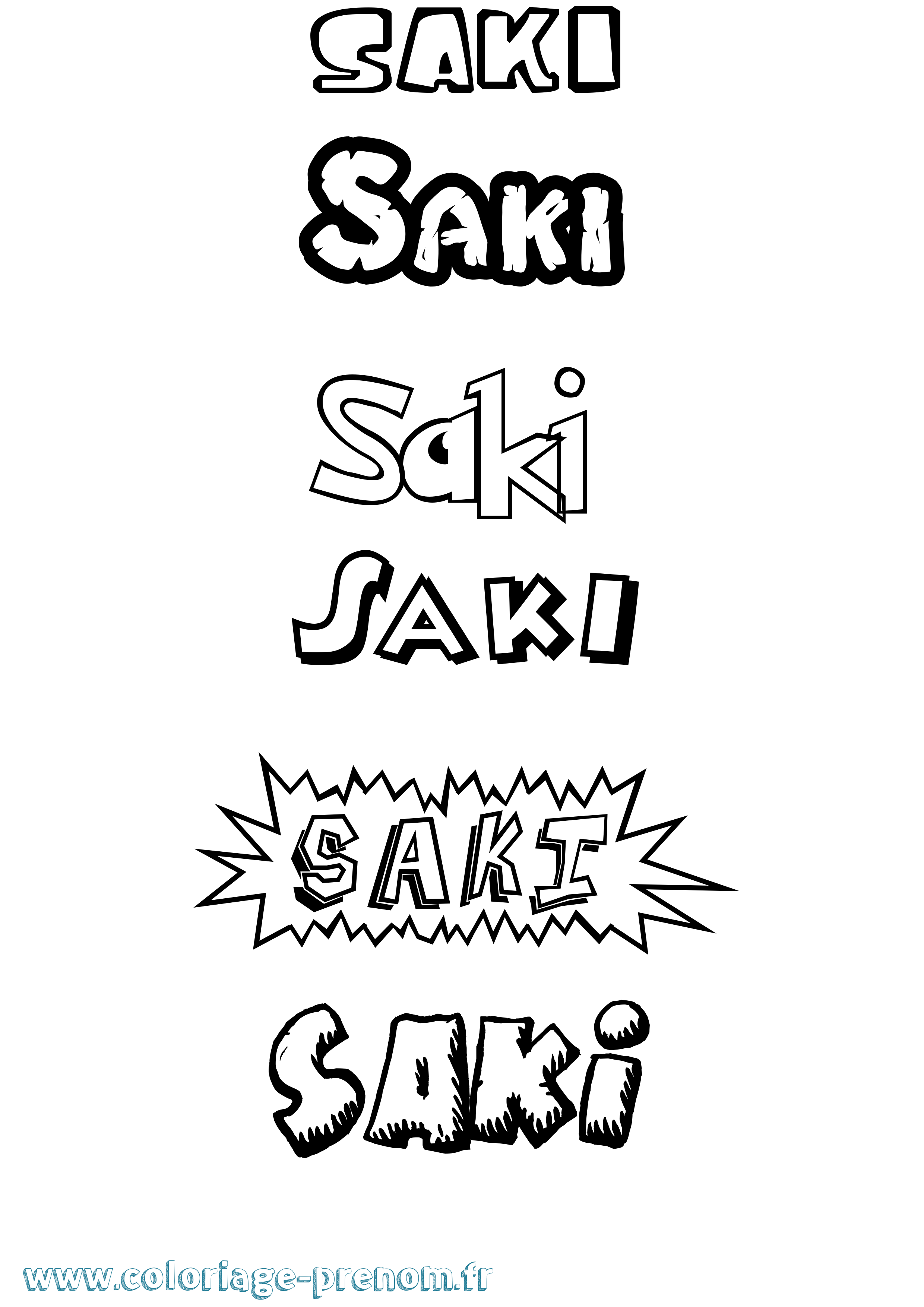 Coloriage Saki Dessin Animé Coloriage prénom Saki Dessin Animé