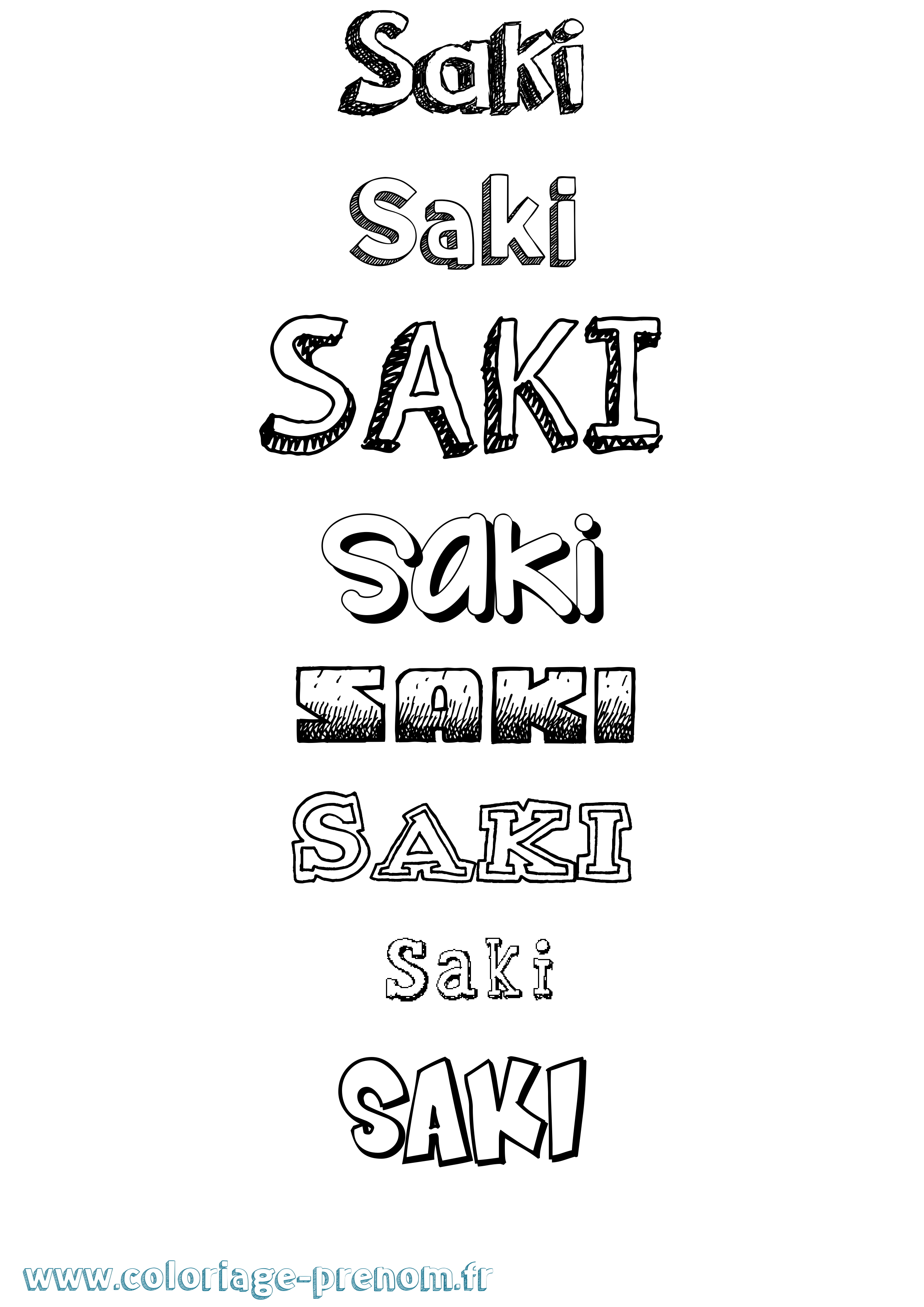 Coloriage Saki Dessiné Coloriage prénom Saki Dessiné