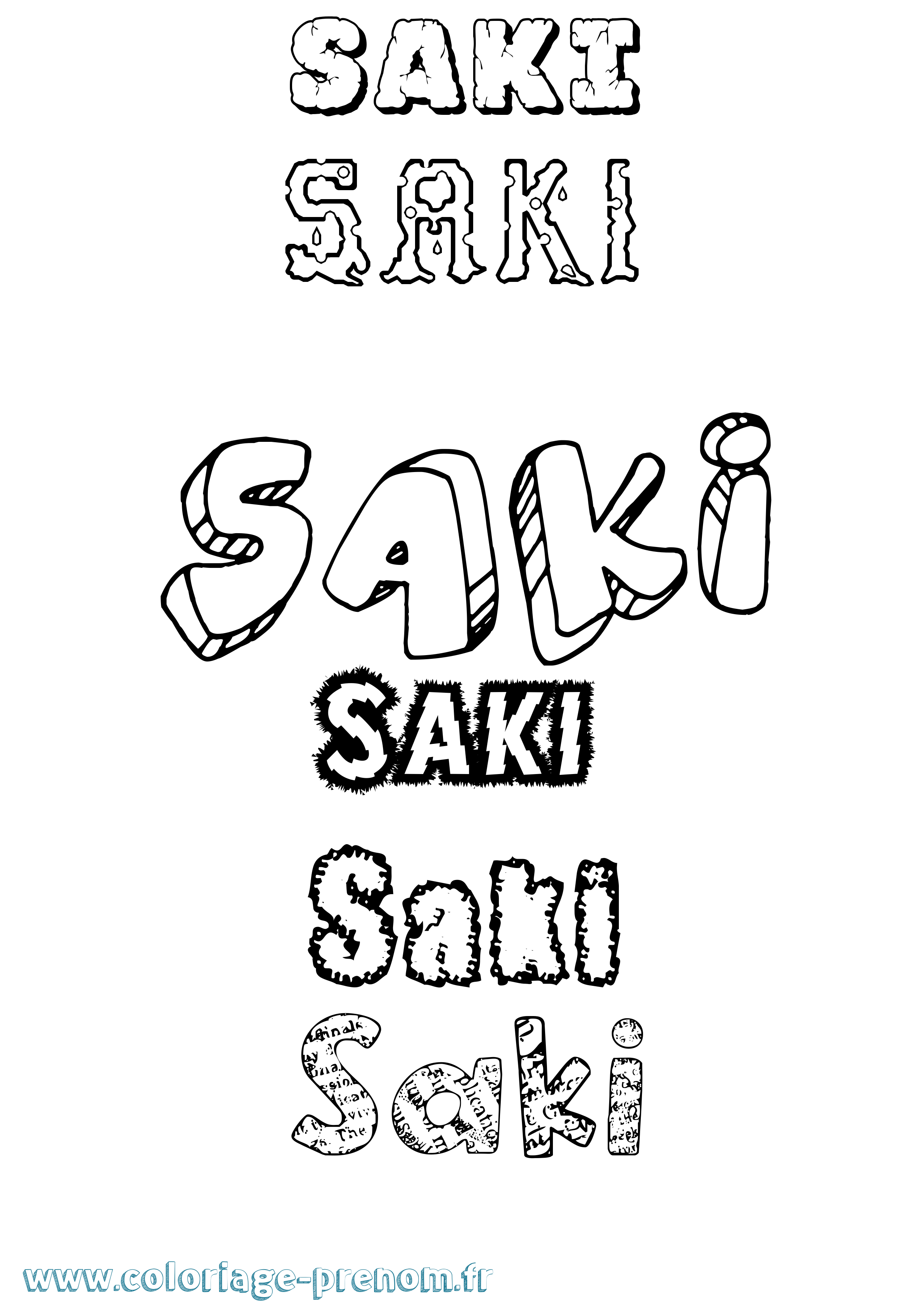 Coloriage prénom Saki Destructuré