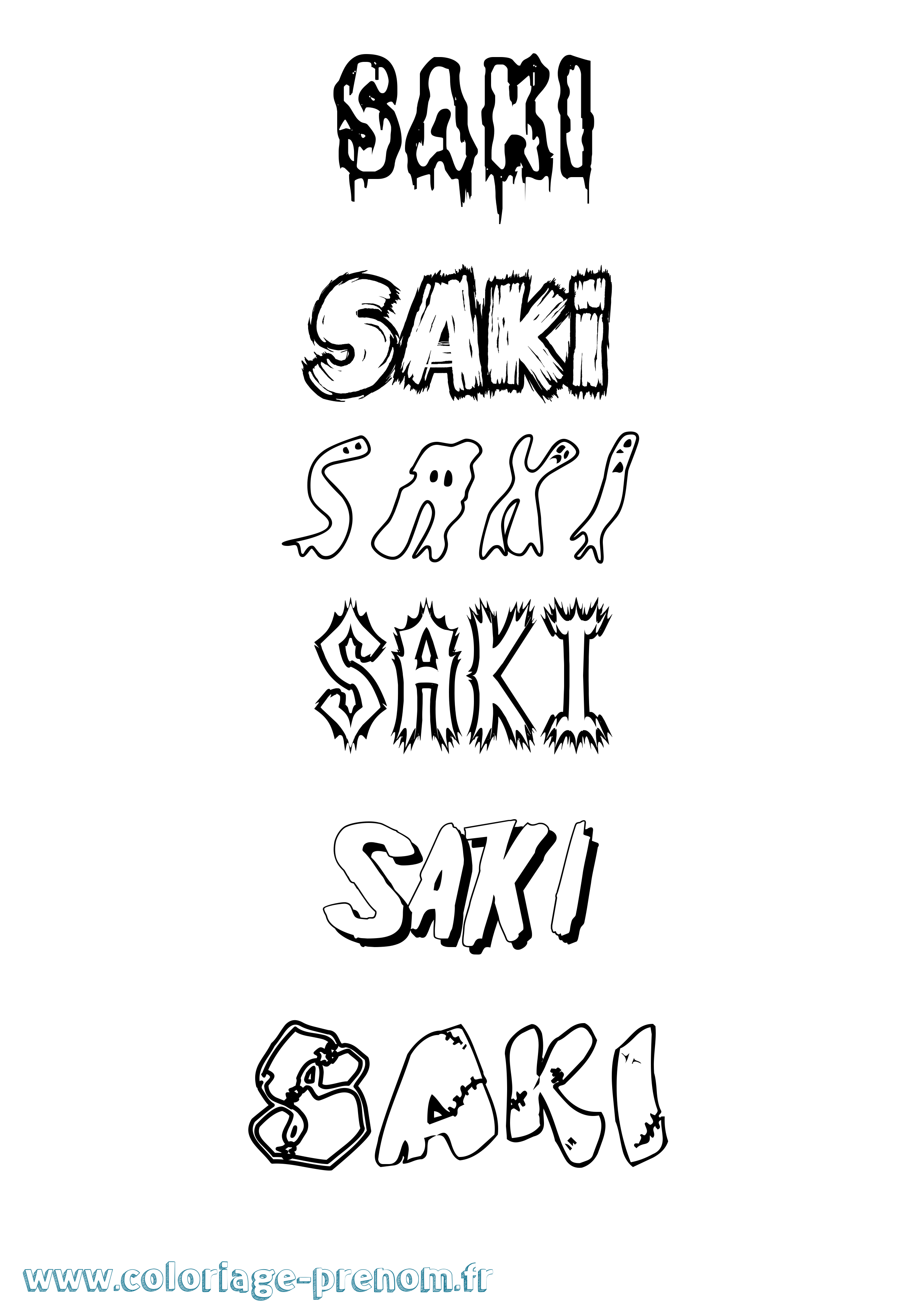 Coloriage Saki Frisson Coloriage prénom Saki Frisson