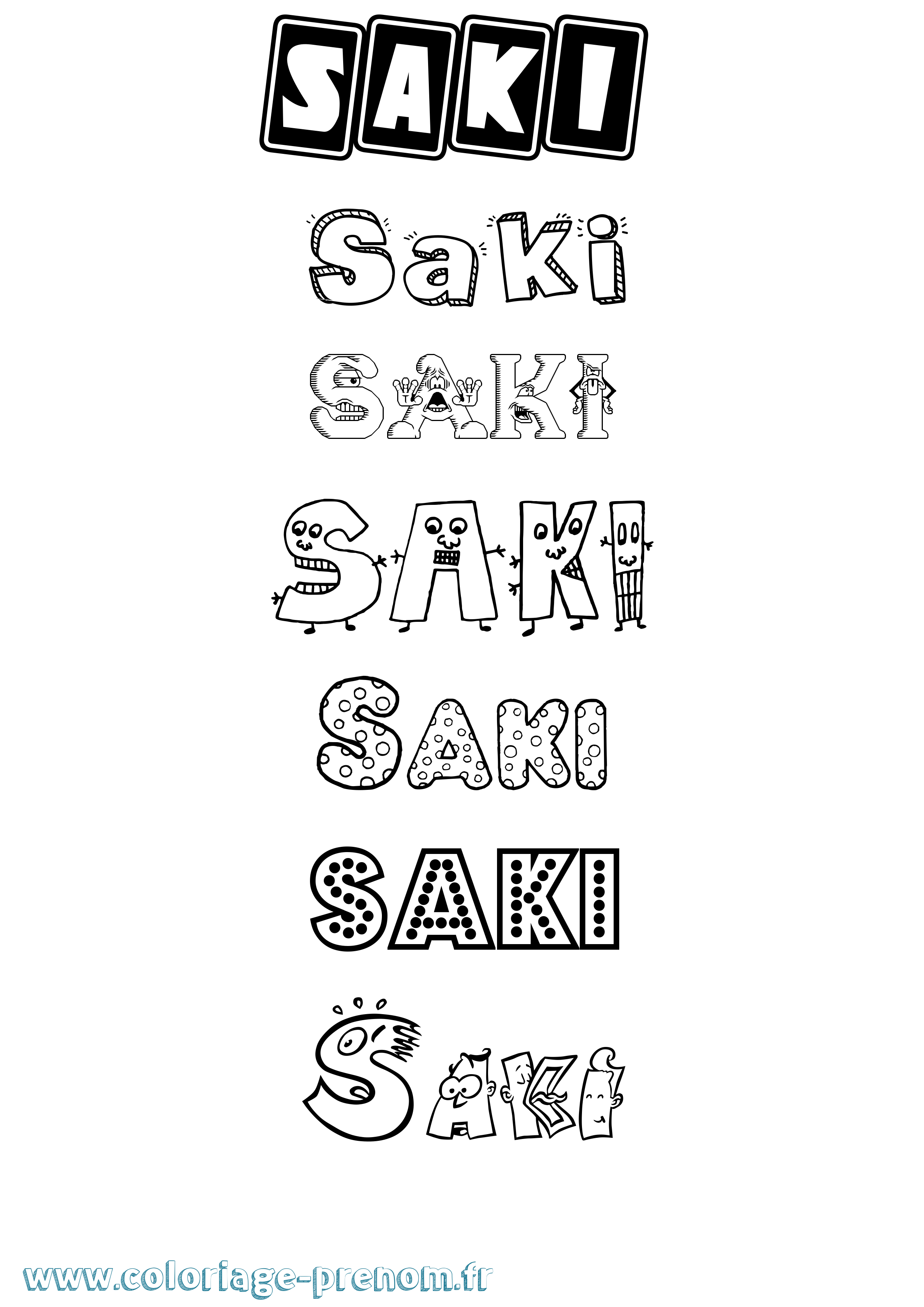 Coloriage Saki Fun Coloriage prénom Saki Fun