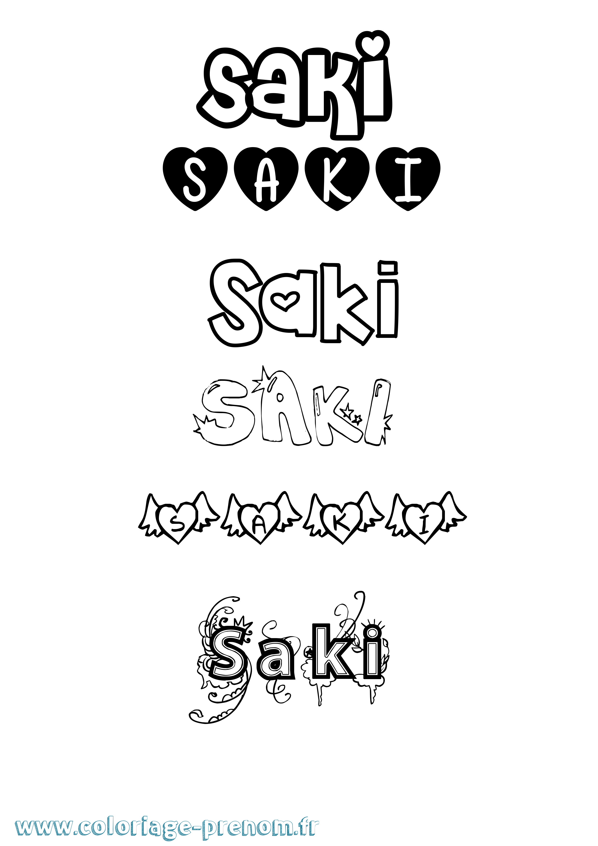 Coloriage Saki Girly Coloriage prénom Saki Girly