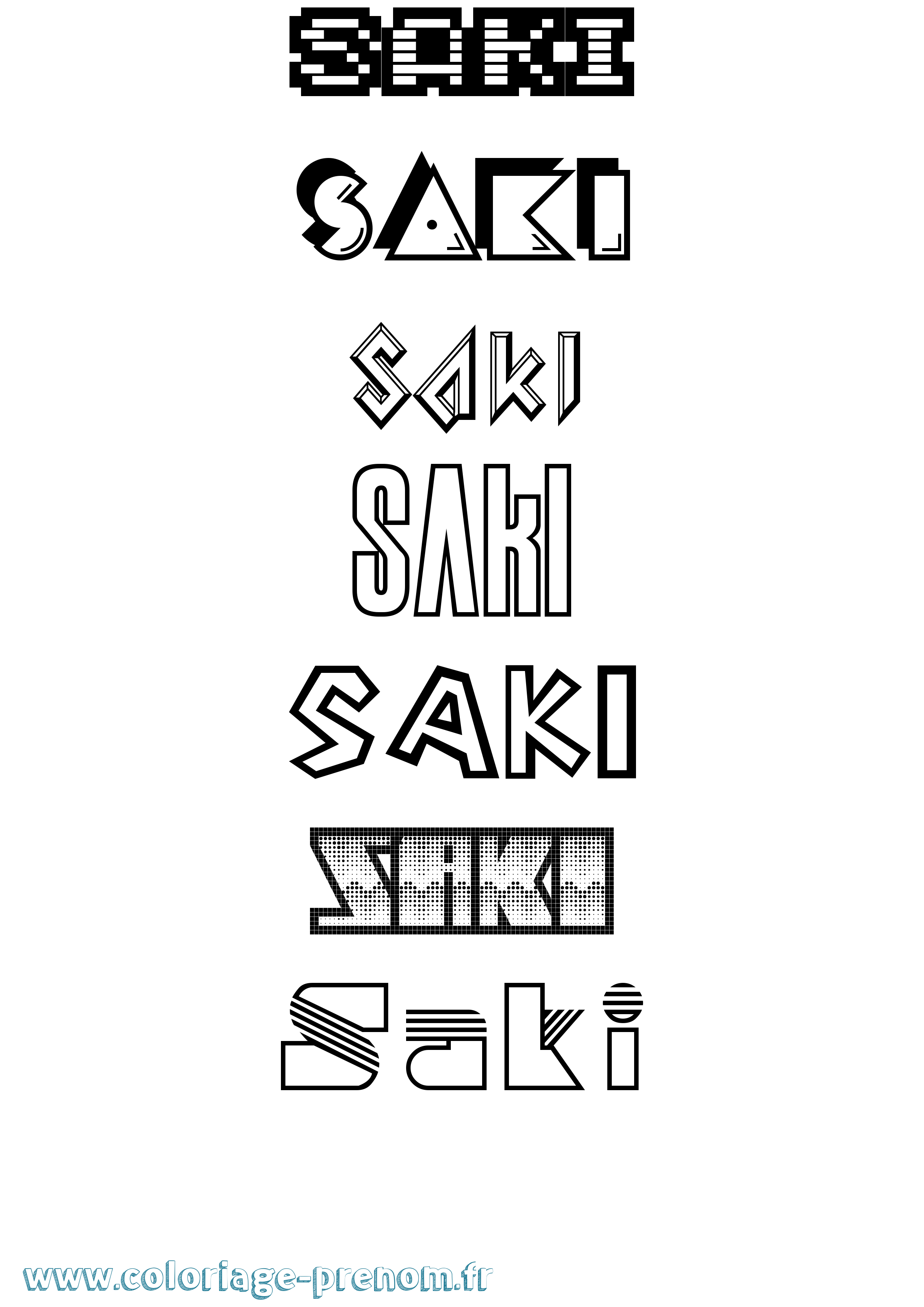 Coloriage prénom Saki Jeux Vidéos