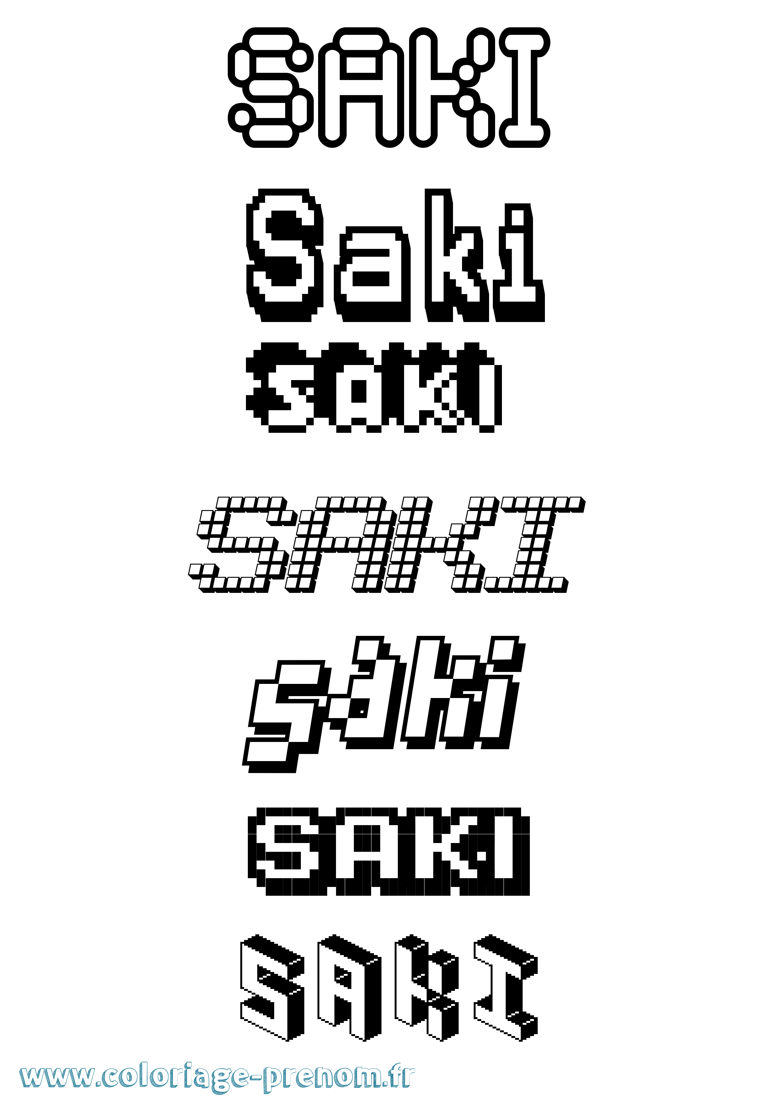 Coloriage prénom Saki Pixel