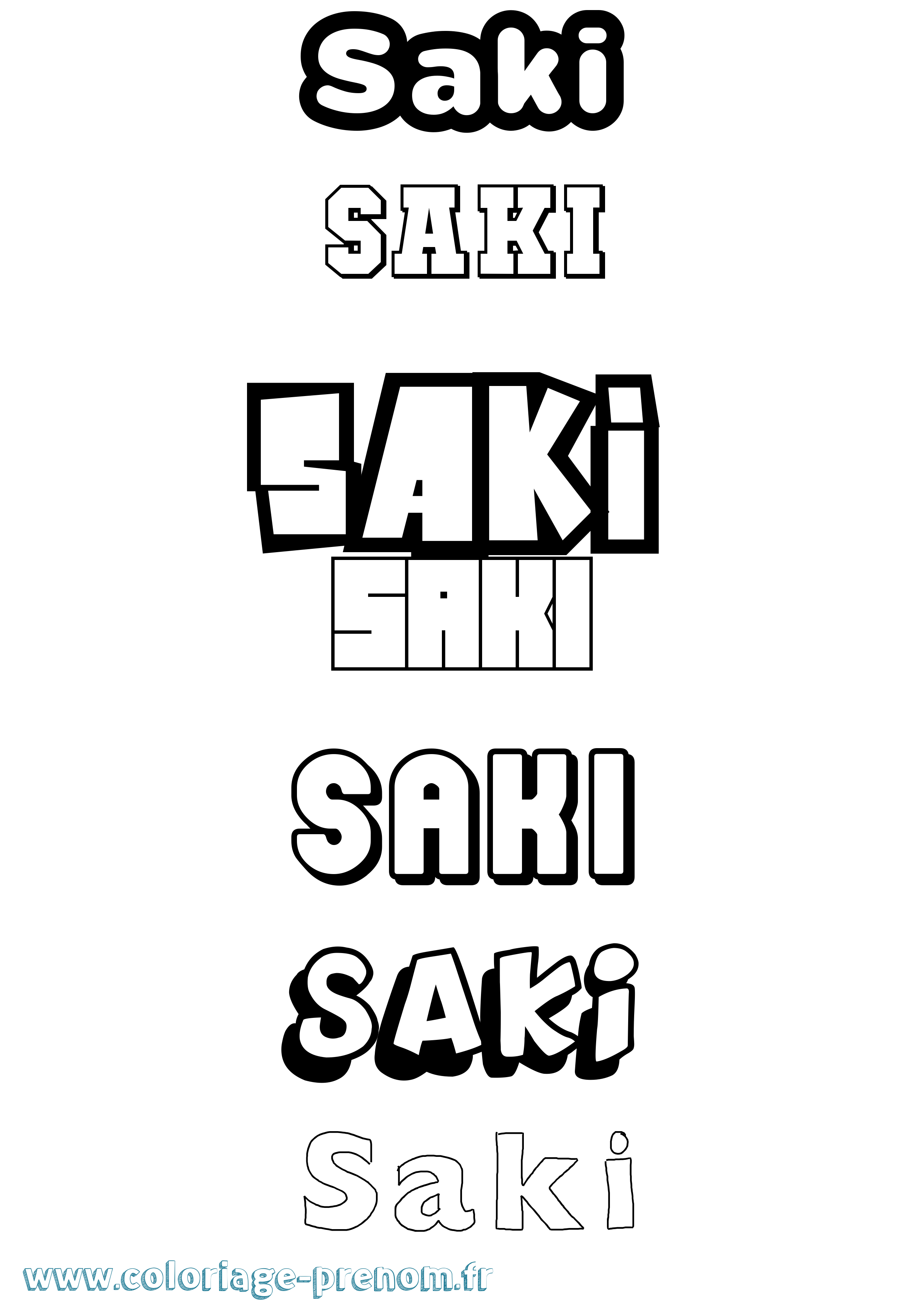 Coloriage Saki Simple Coloriage prénom Saki Simple