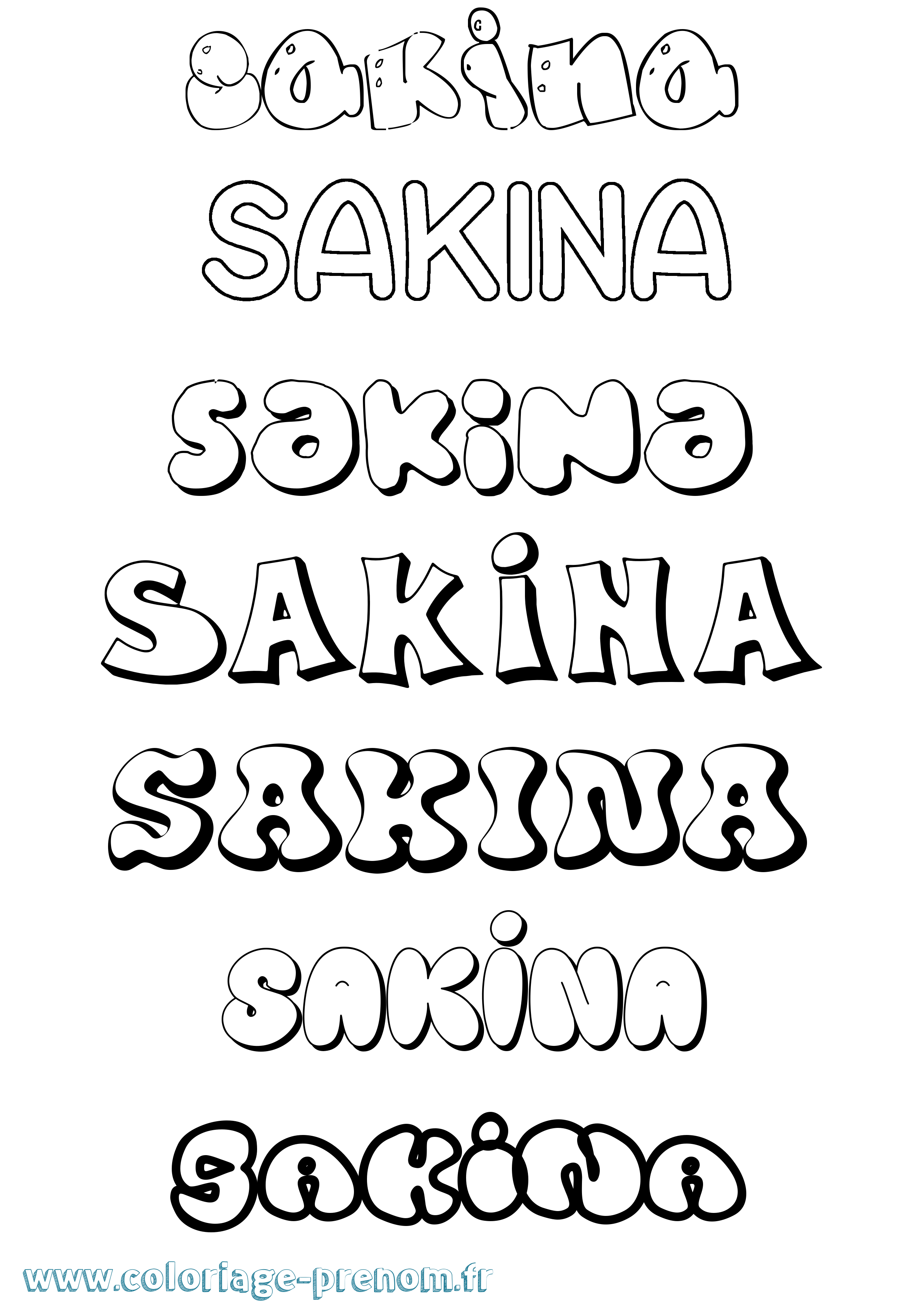 Coloriage prénom Sakina Bubble