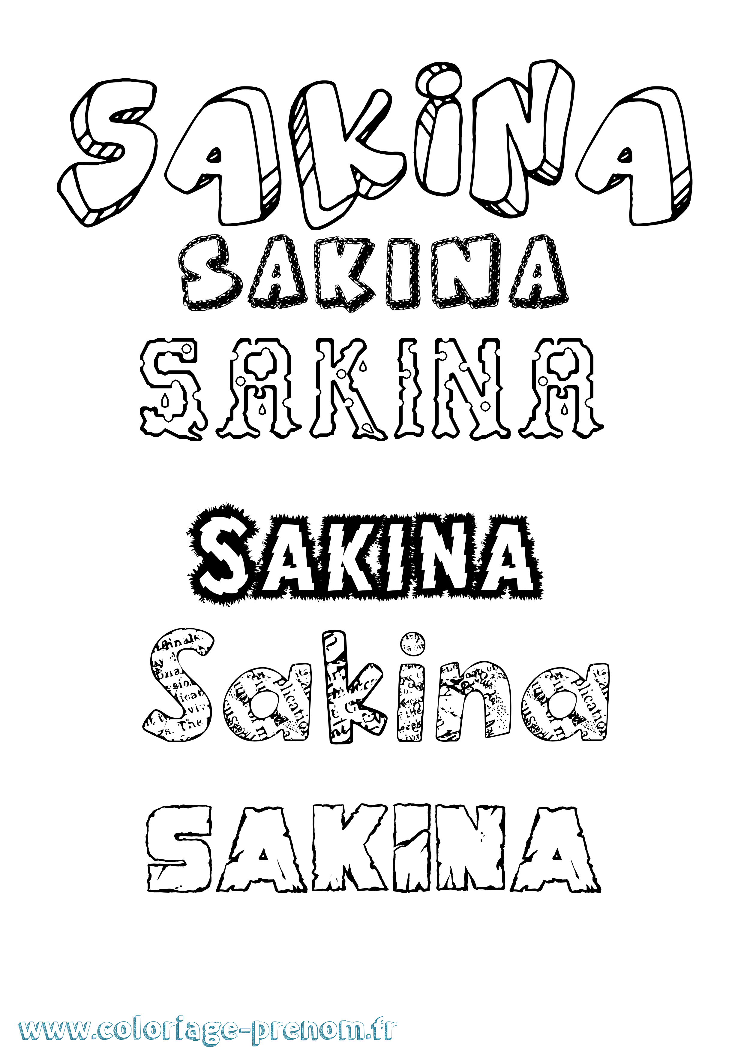 Coloriage prénom Sakina Destructuré