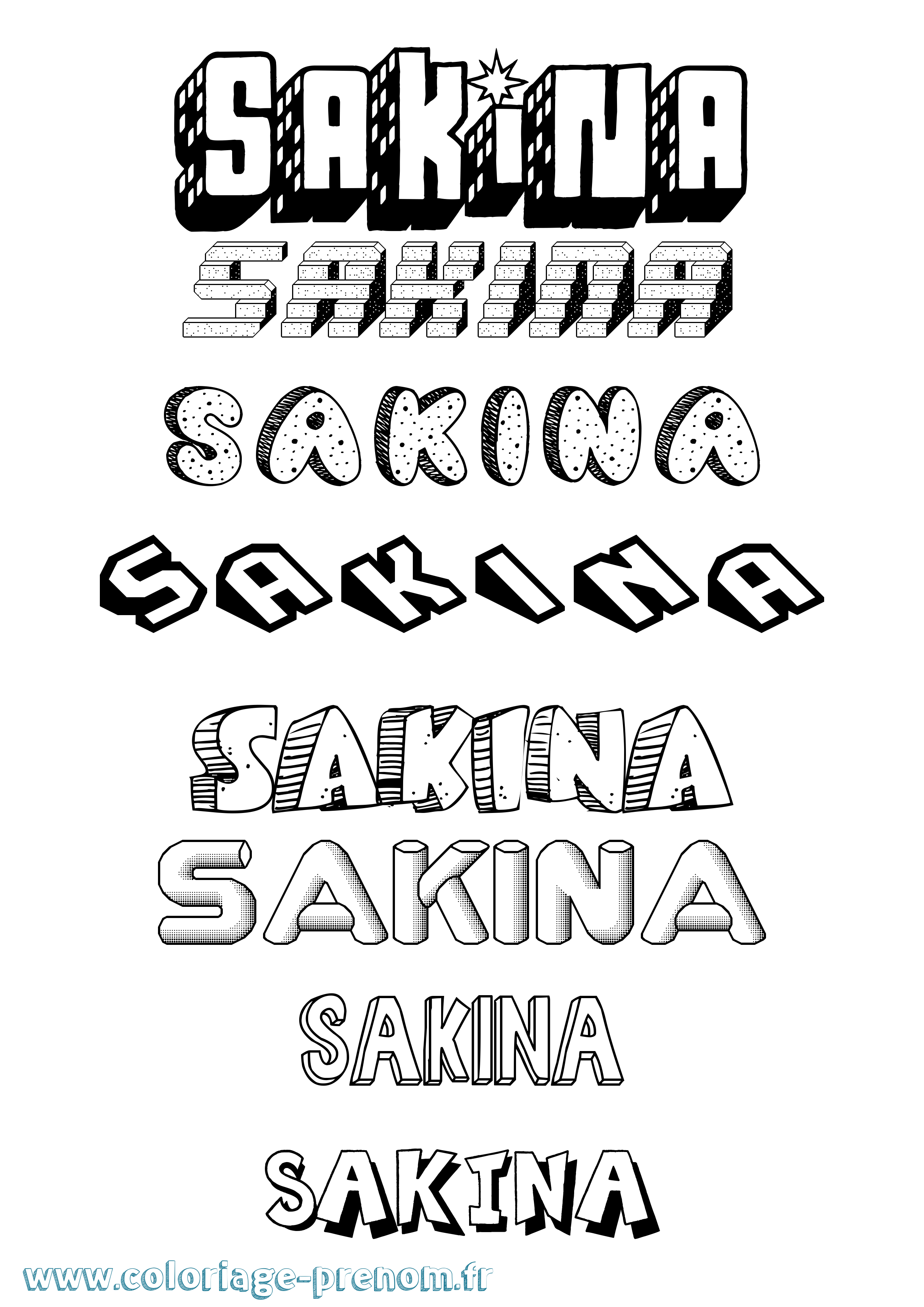 Coloriage prénom Sakina Effet 3D