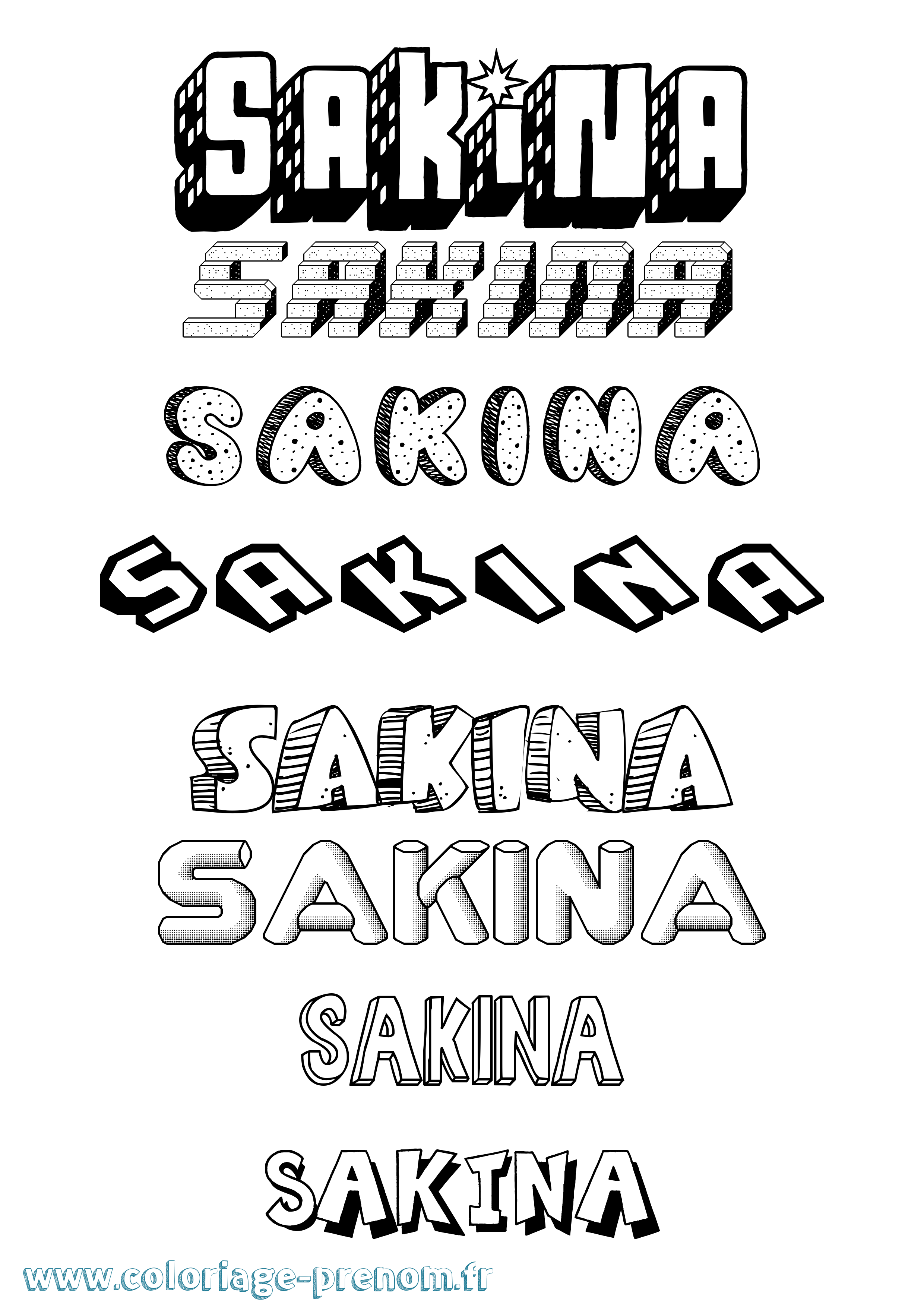 Coloriage Sakina Coloriage prénom Sakina