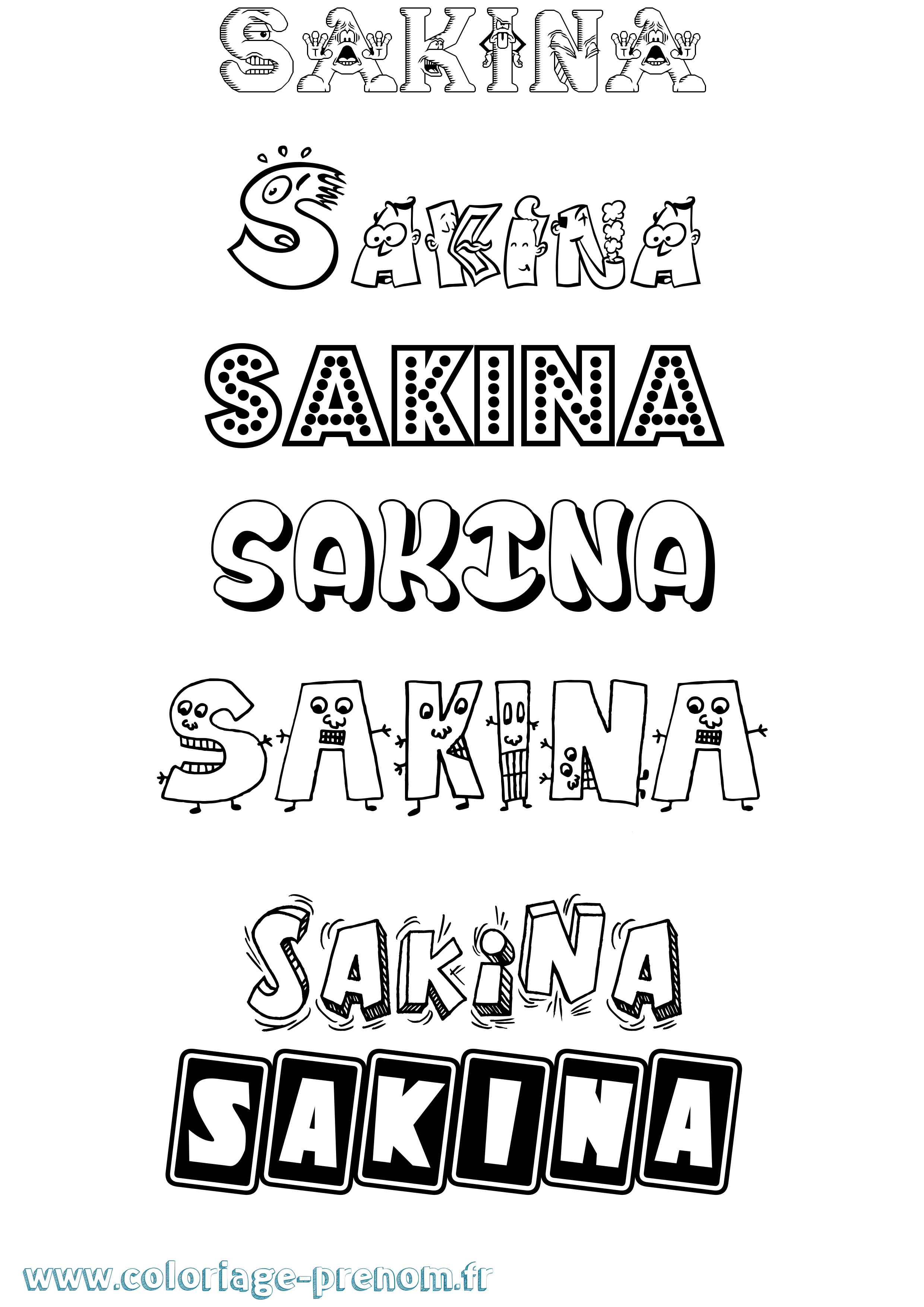 Coloriage prénom Sakina Fun