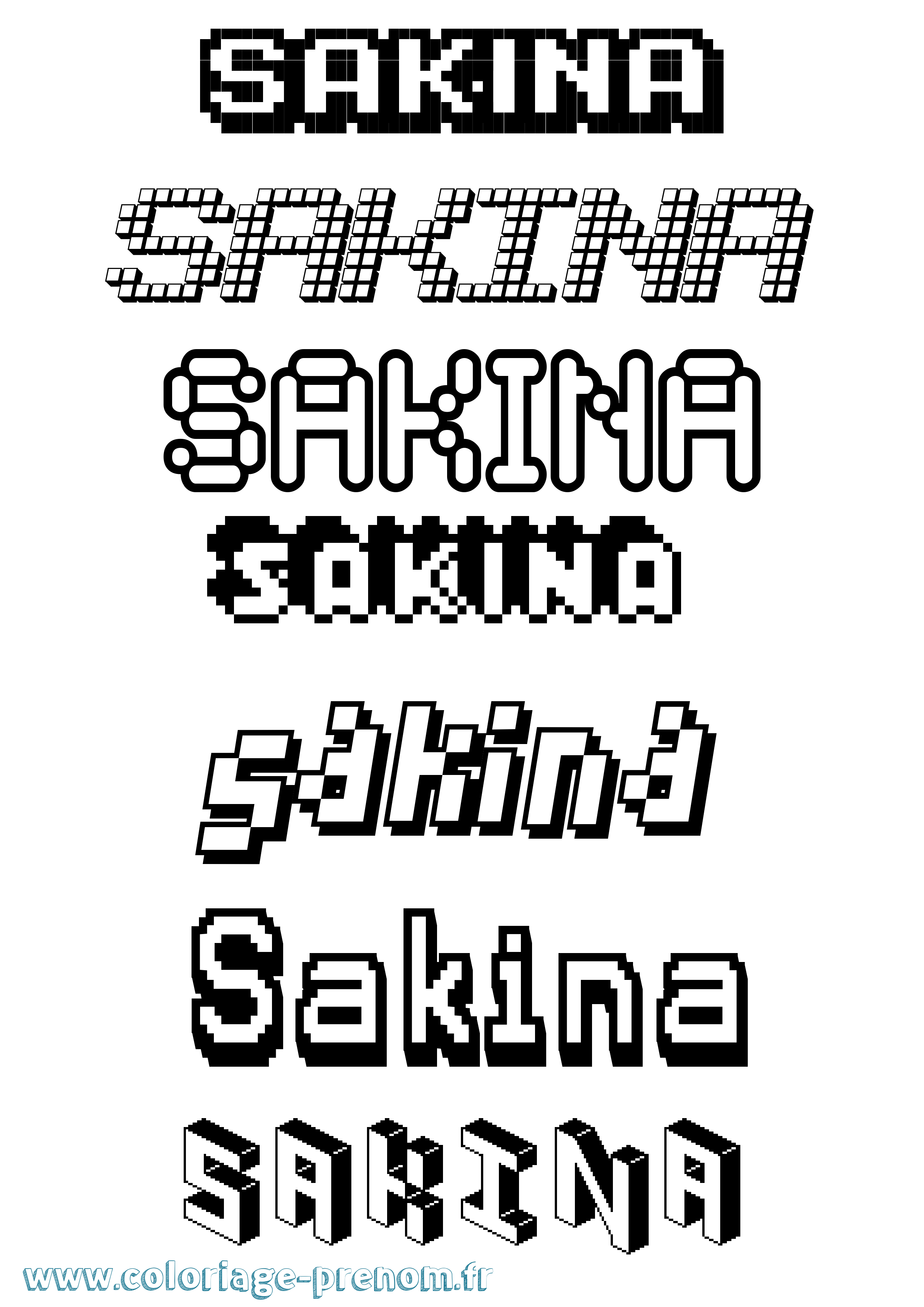 Coloriage prénom Sakina Pixel