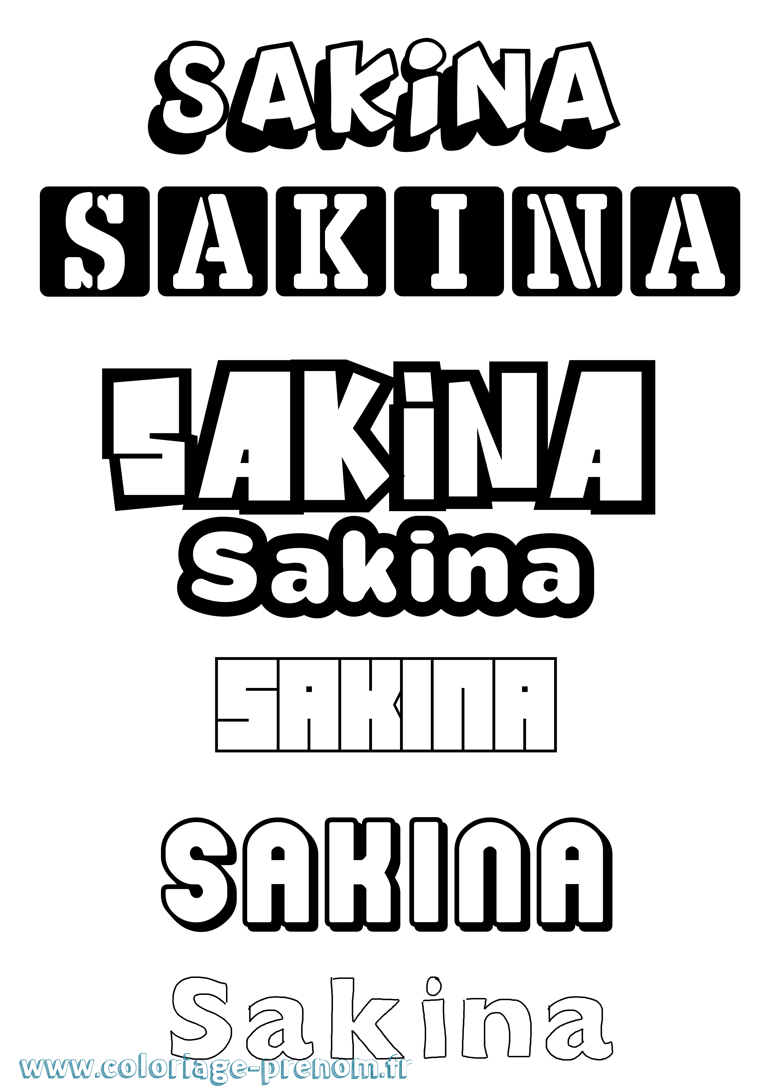 Coloriage prénom Sakina Simple