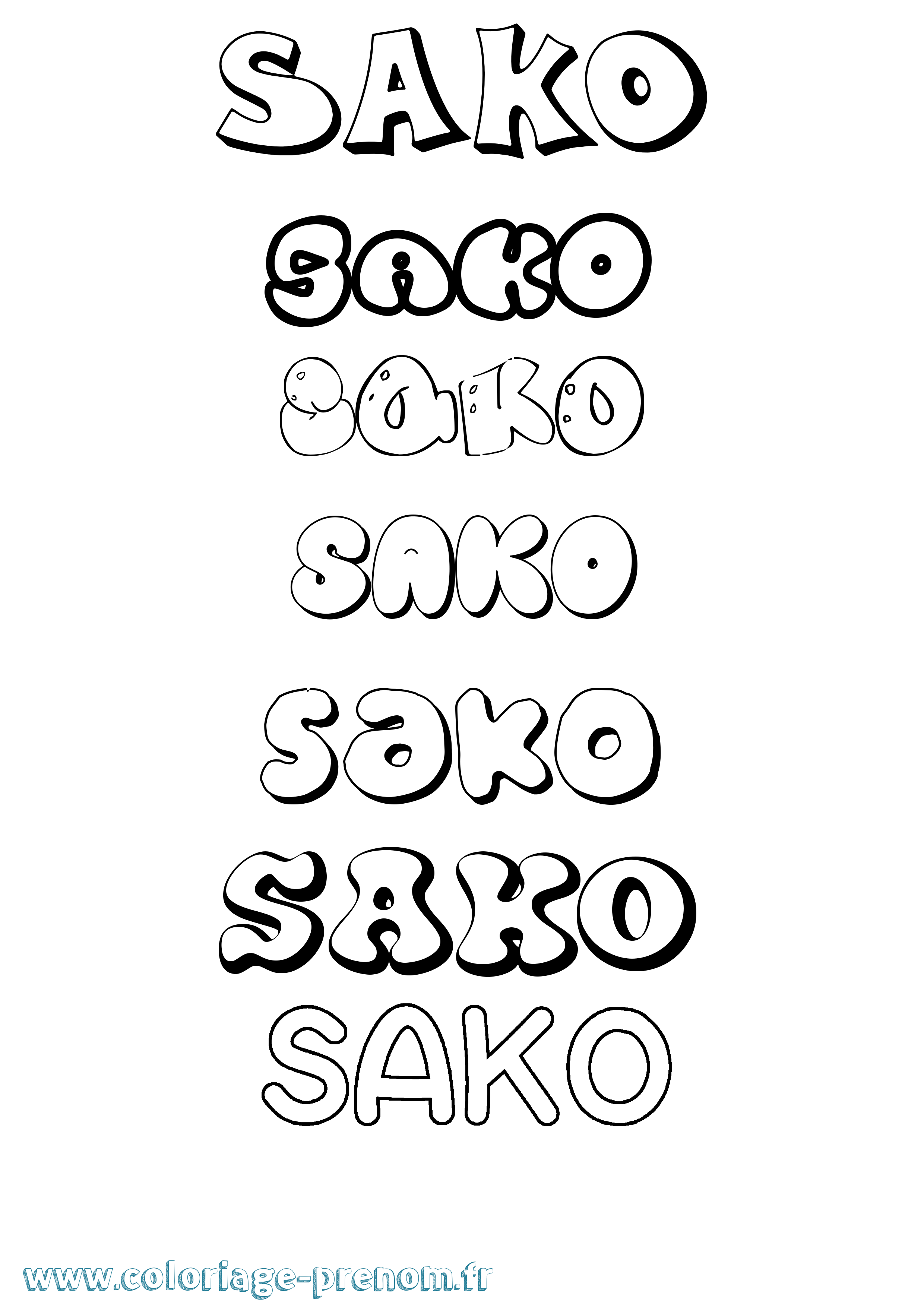 Coloriage prénom Sako Bubble