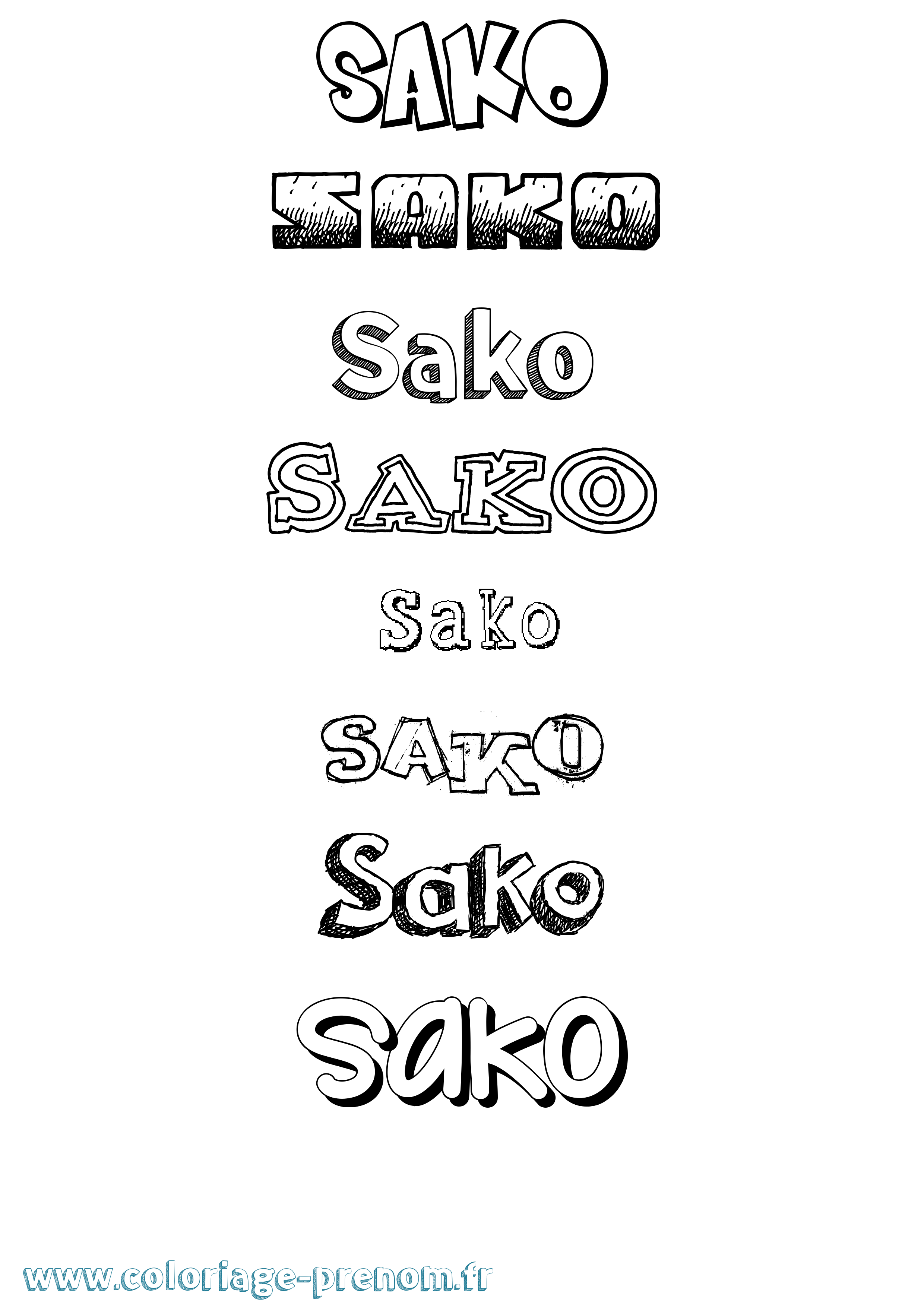 Coloriage prénom Sako Dessiné