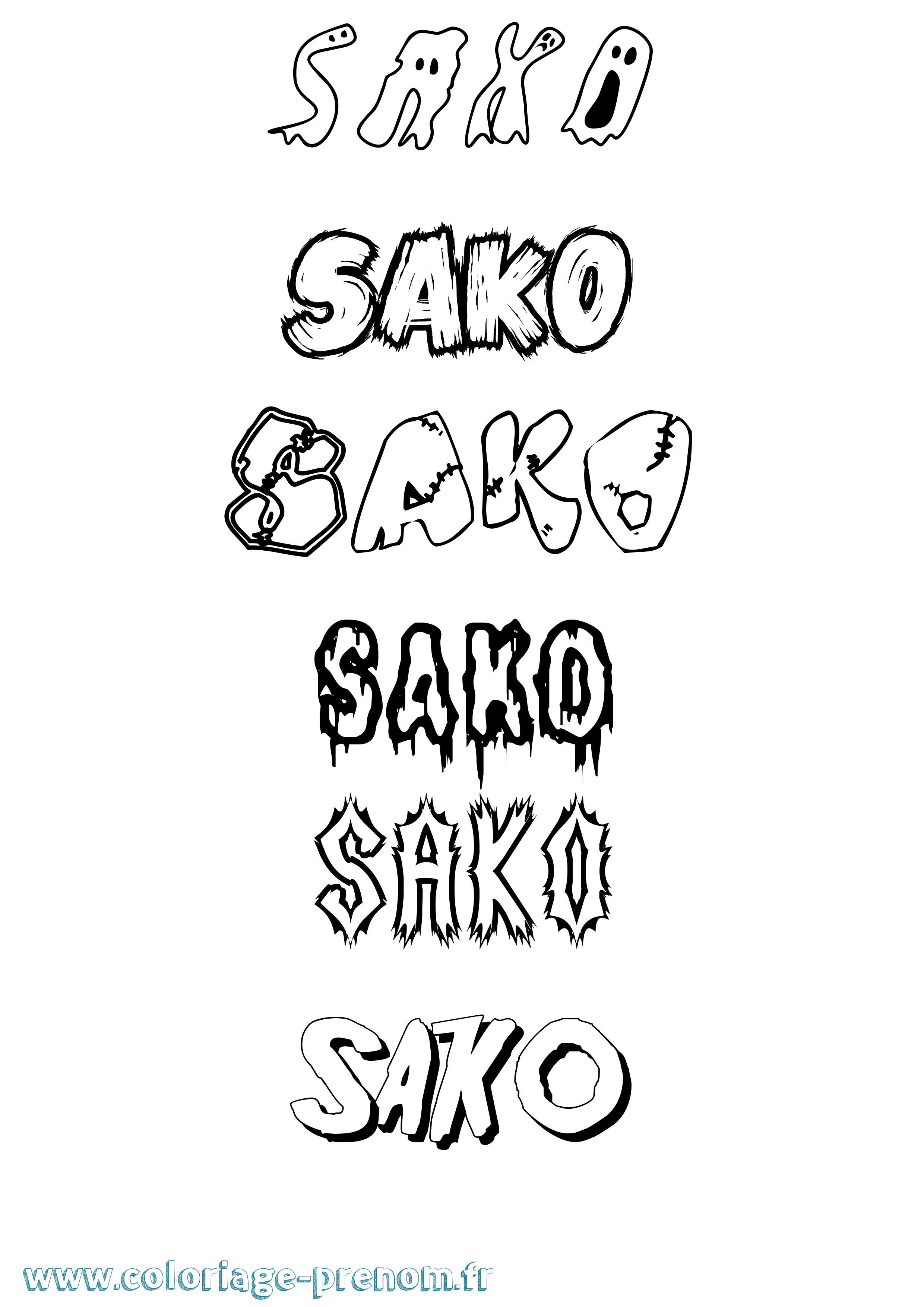 Coloriage prénom Sako Frisson