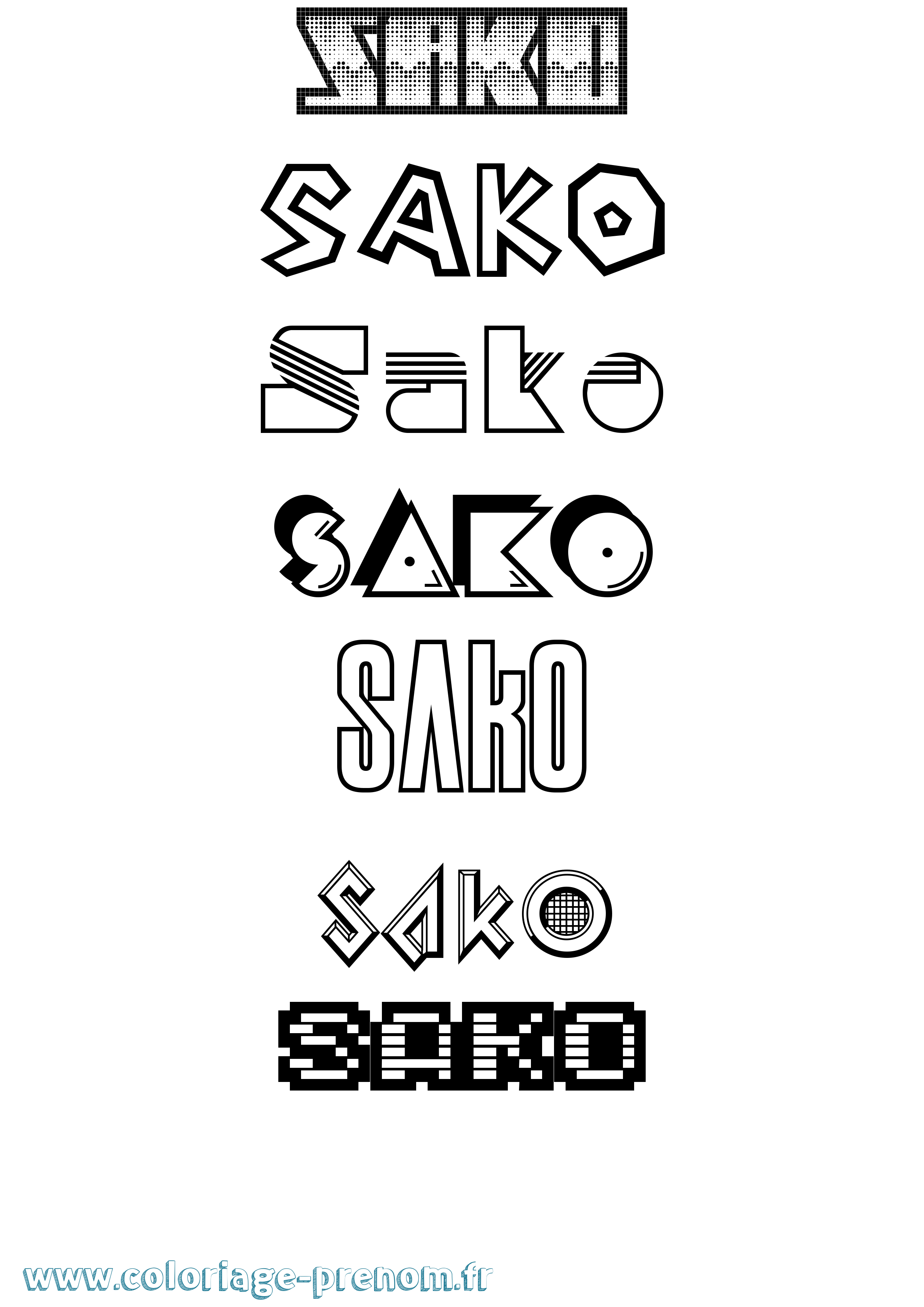 Coloriage prénom Sako Jeux Vidéos