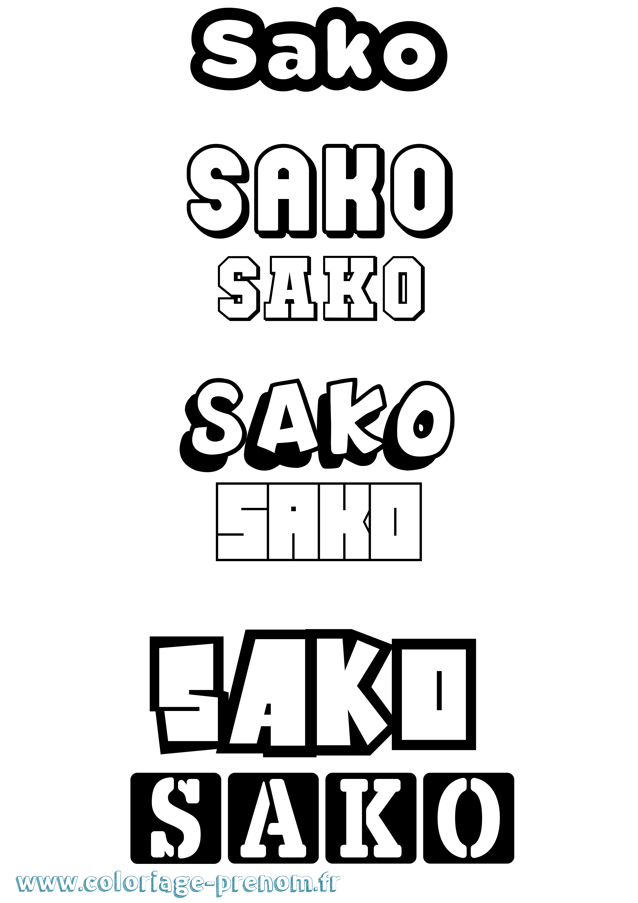 Coloriage prénom Sako Simple