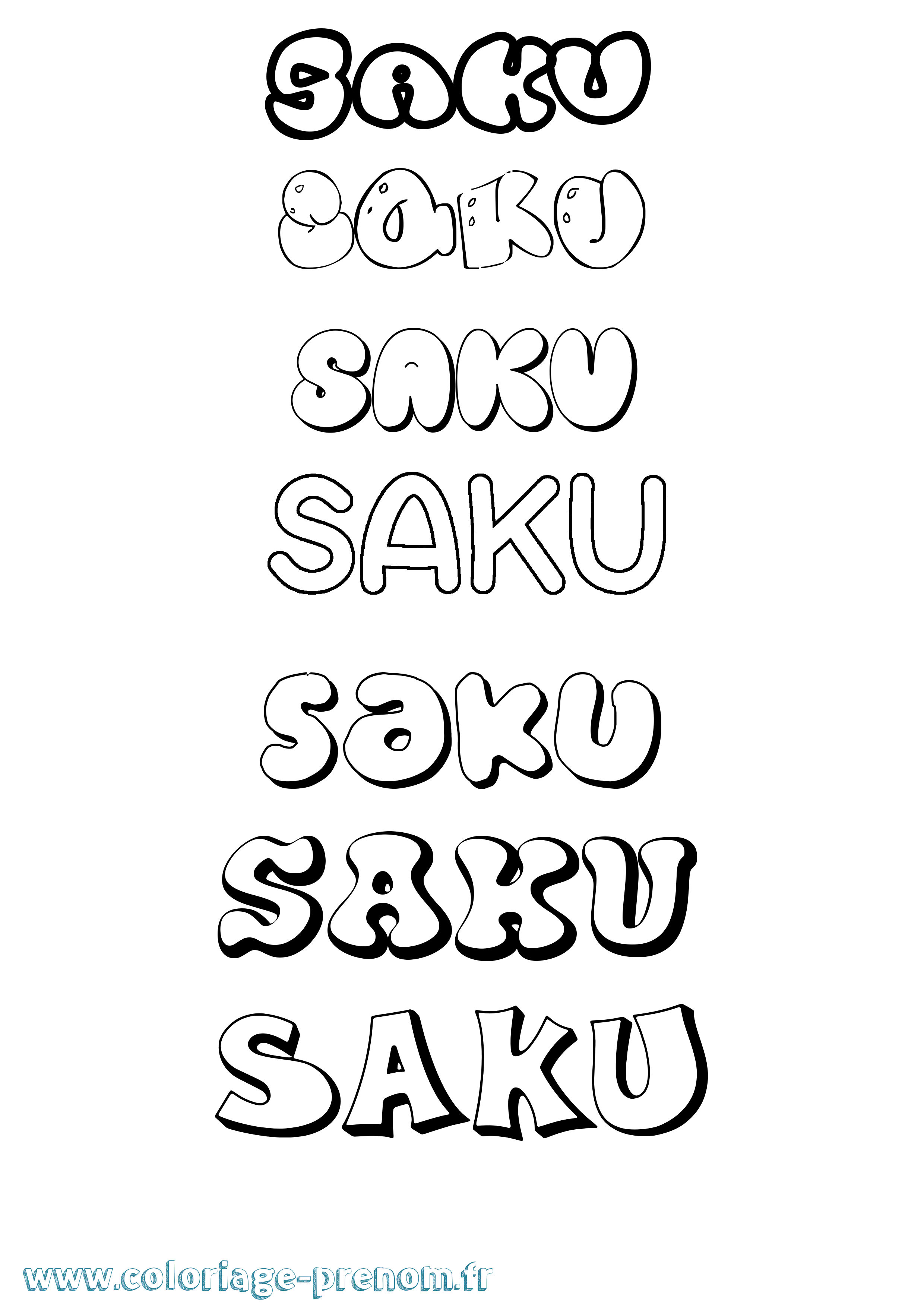 Coloriage prénom Saku Bubble
