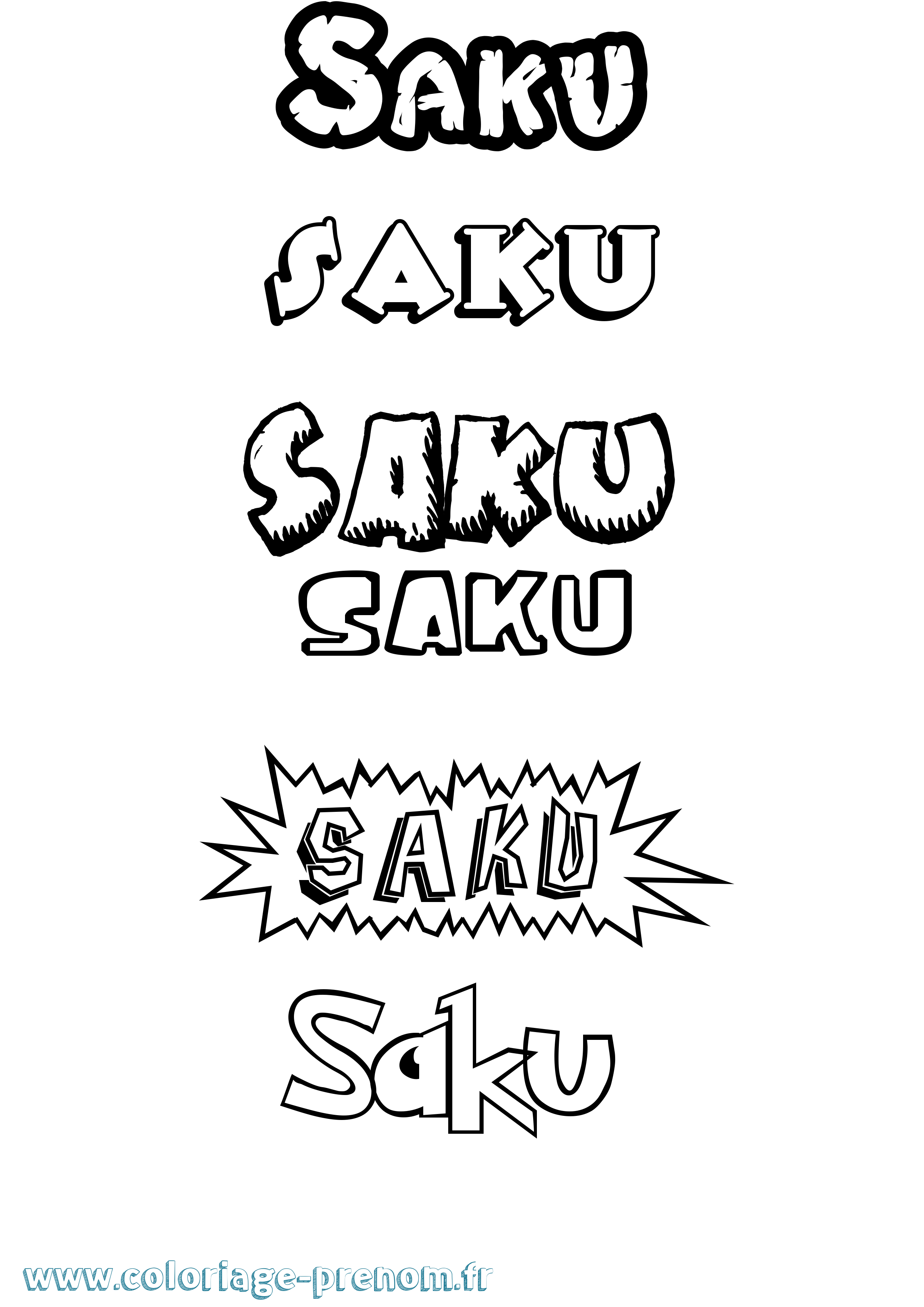 Coloriage Saku Dessin Animé Coloriage prénom Saku Dessin Animé