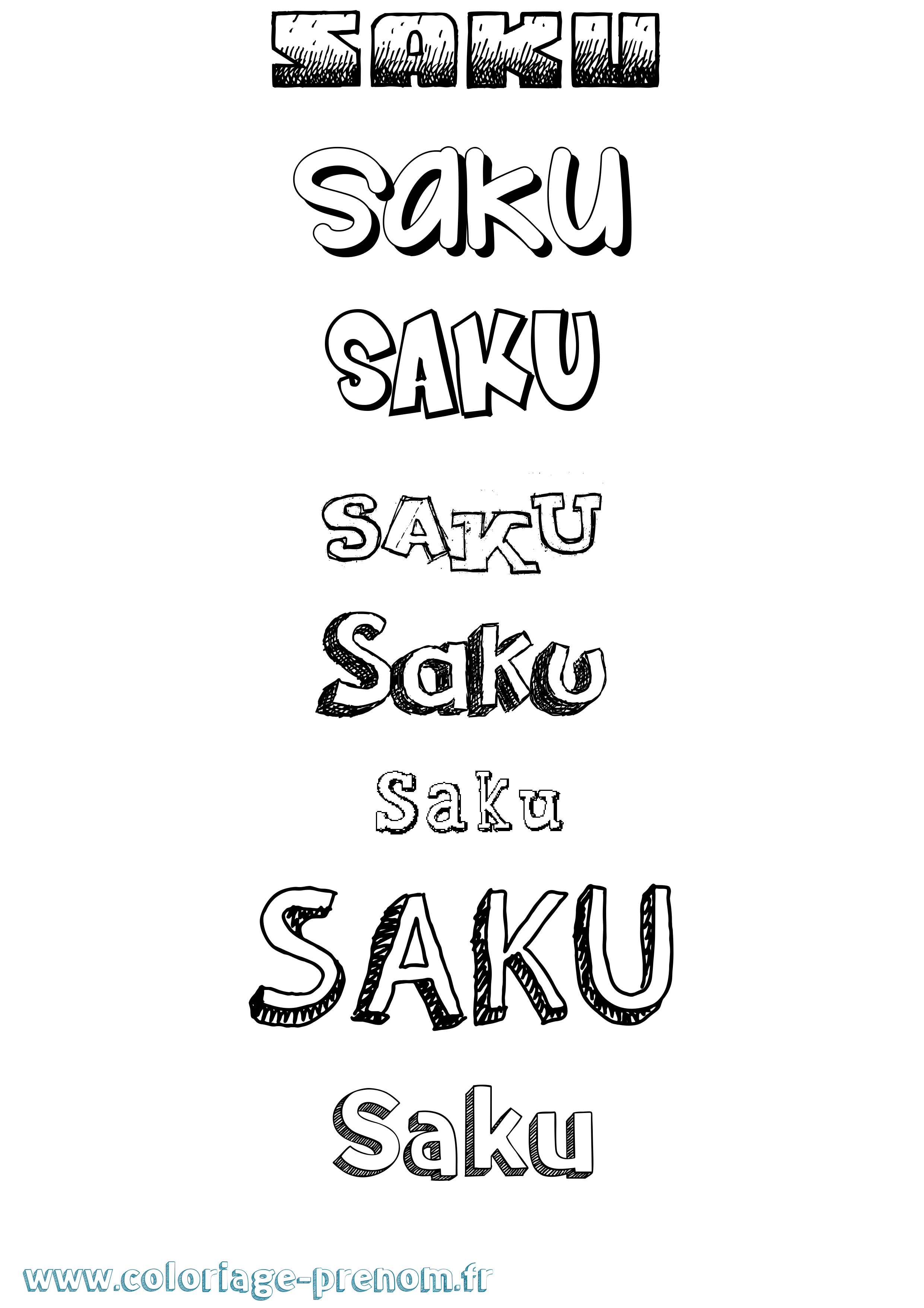 Coloriage prénom Saku Dessiné