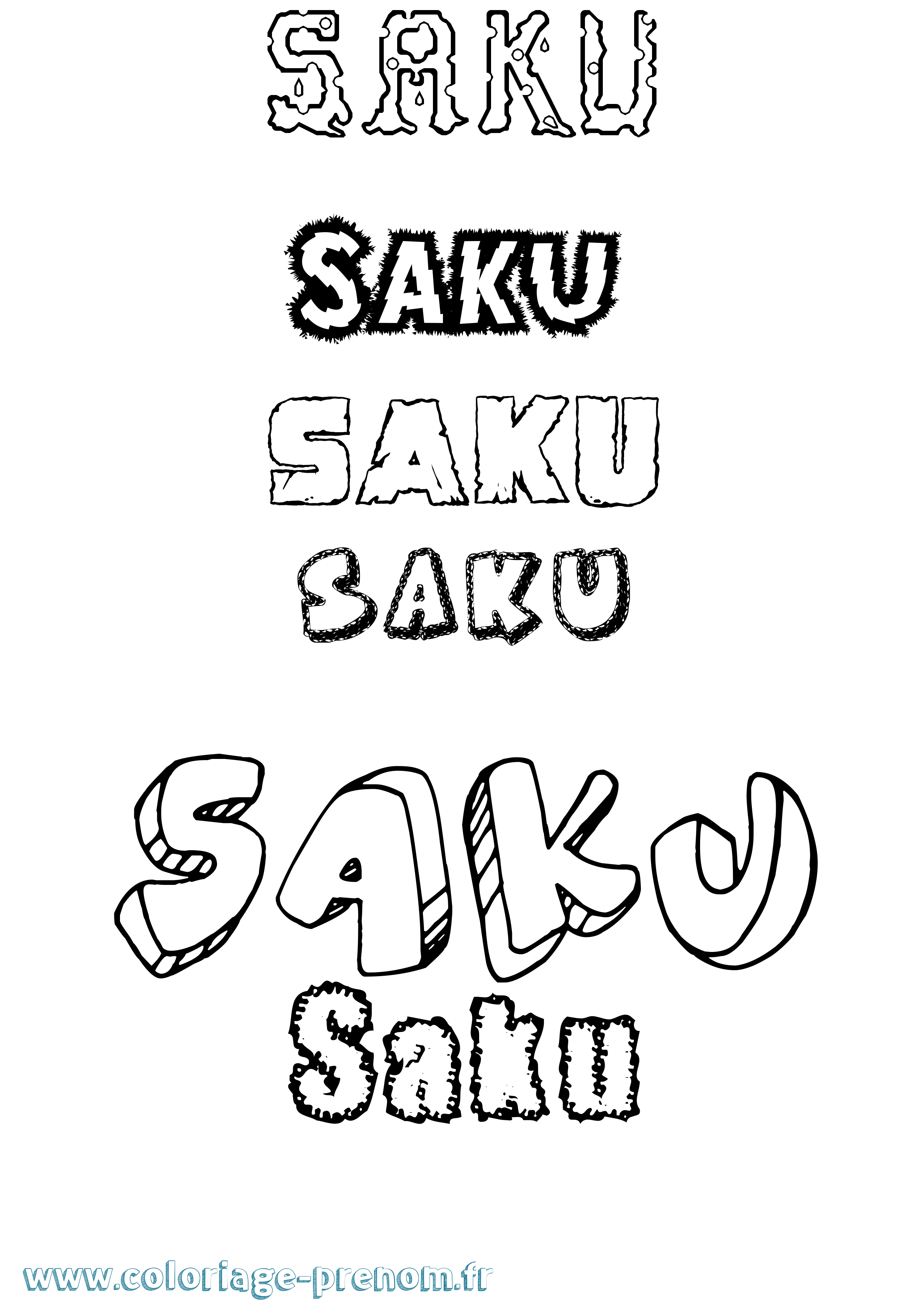 Coloriage prénom Saku Destructuré
