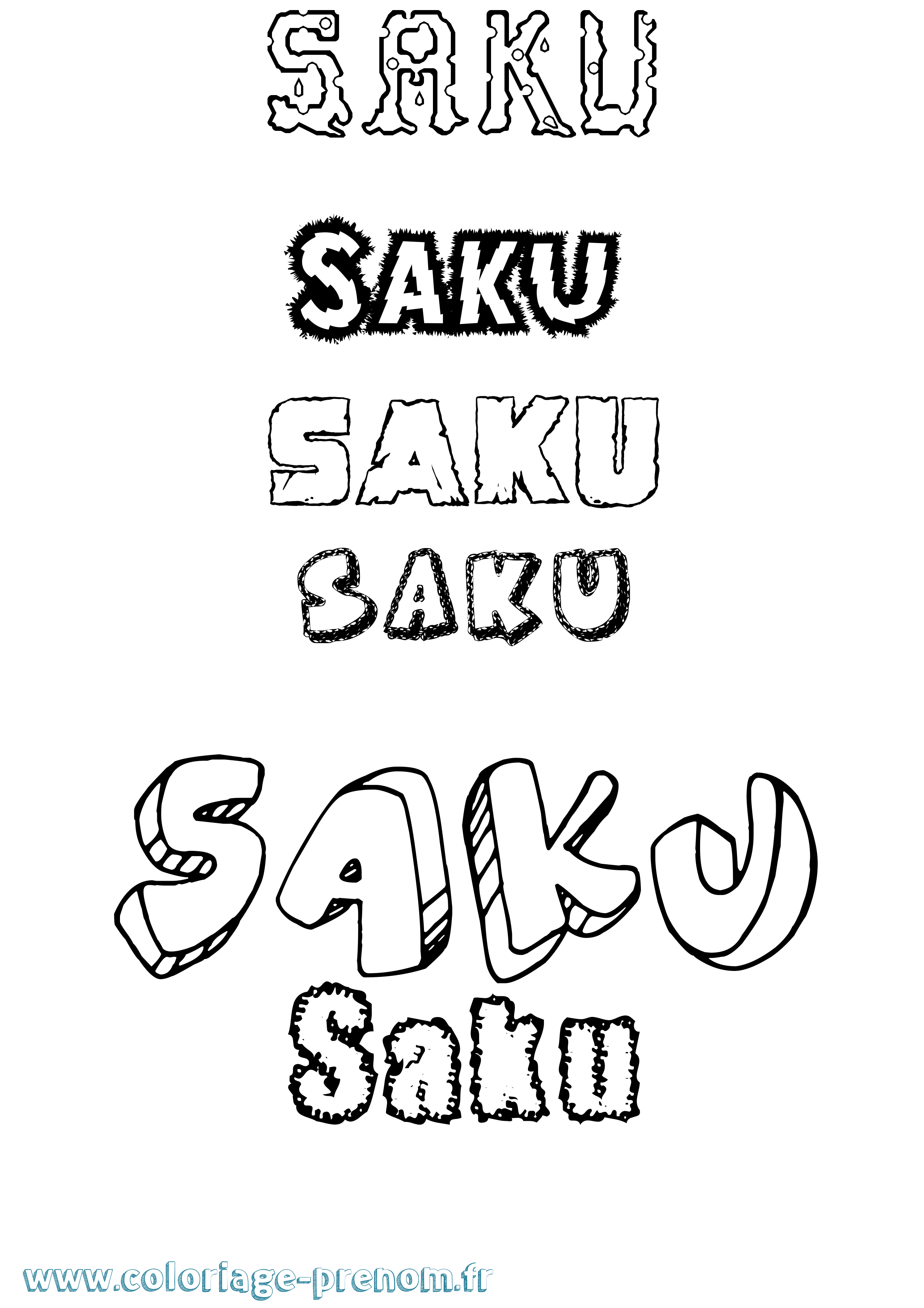 Coloriage Saku Destructuré Coloriage prénom Saku Destructuré