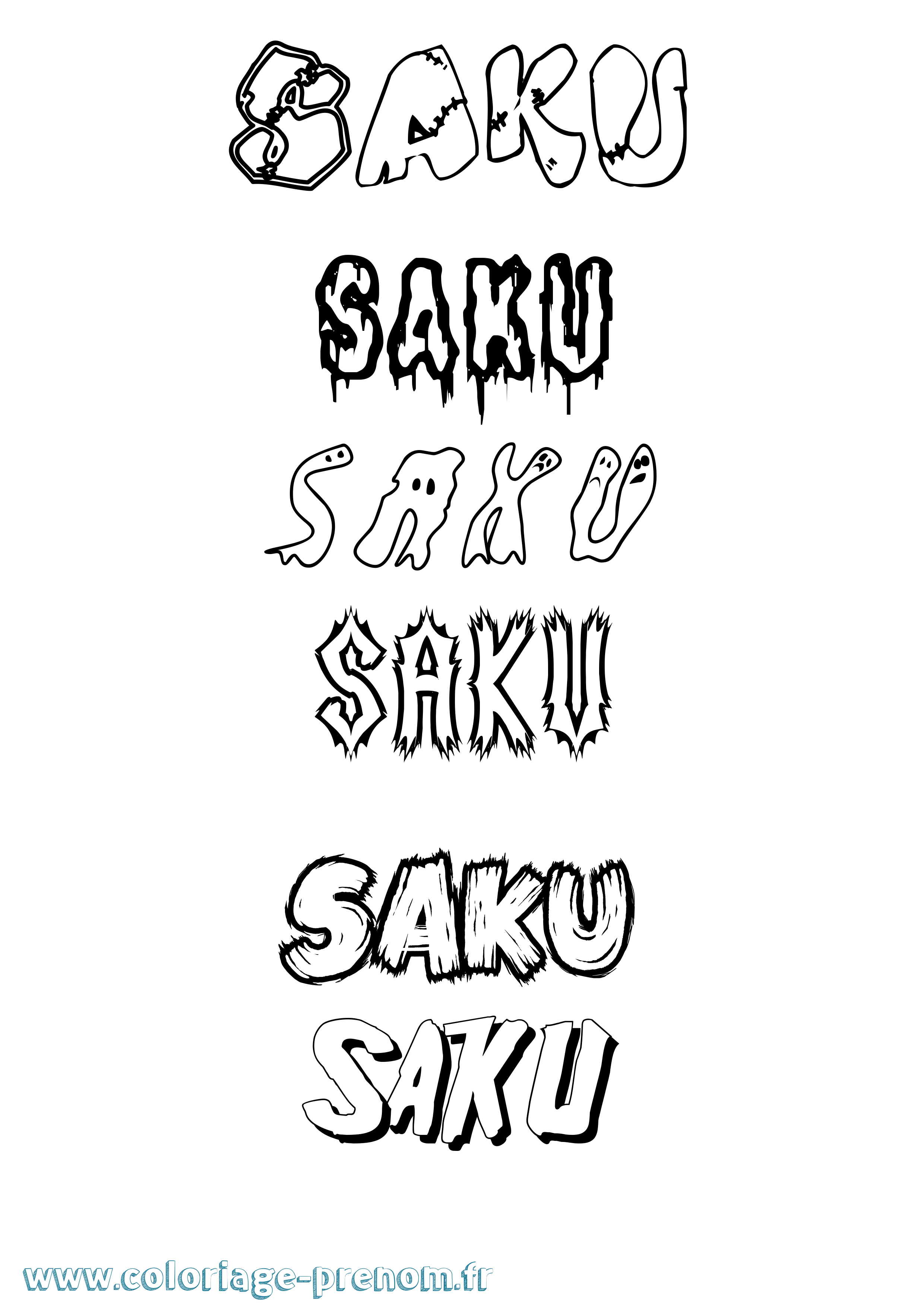 Coloriage Saku Frisson Coloriage prénom Saku Frisson