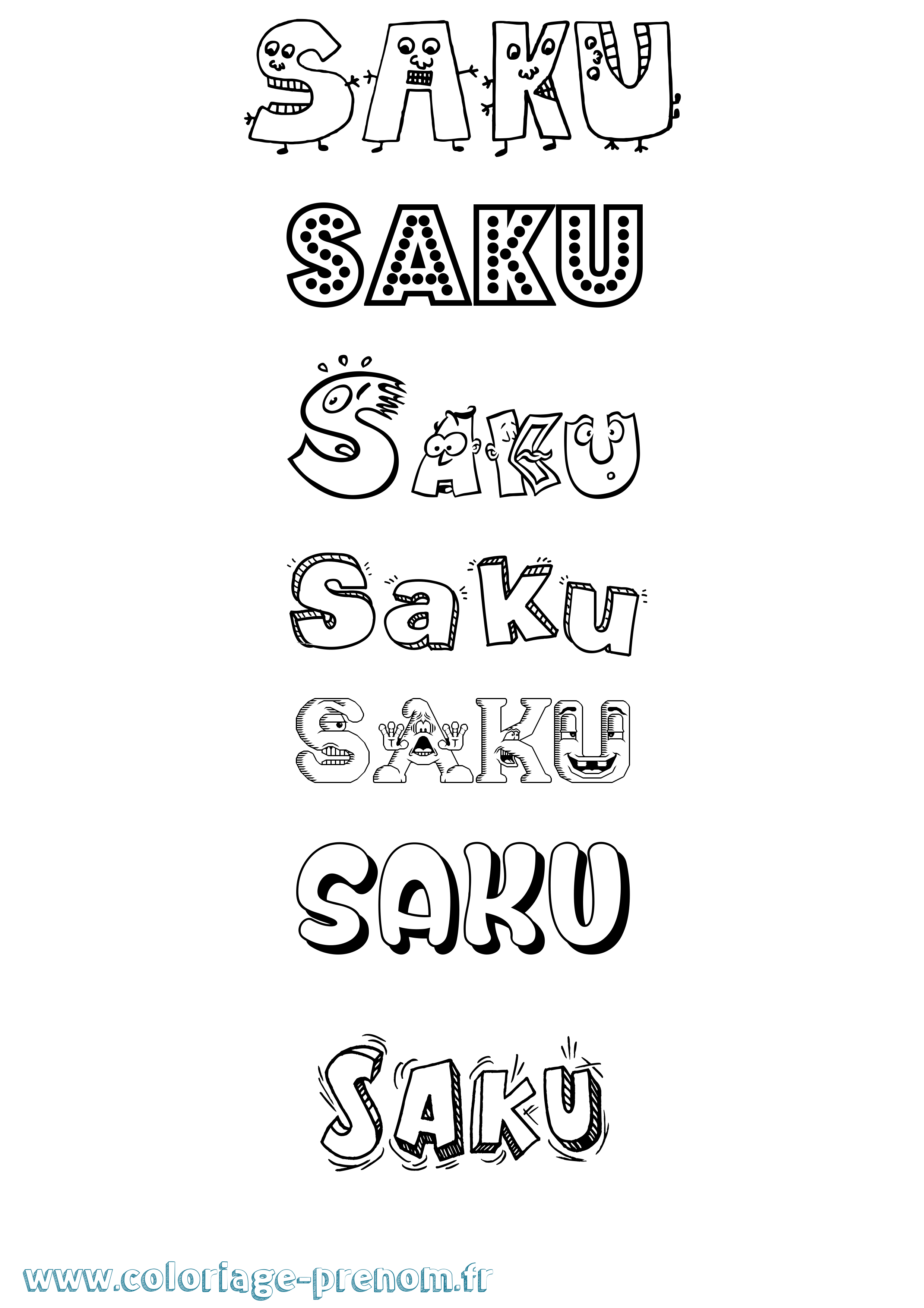 Coloriage prénom Saku Fun