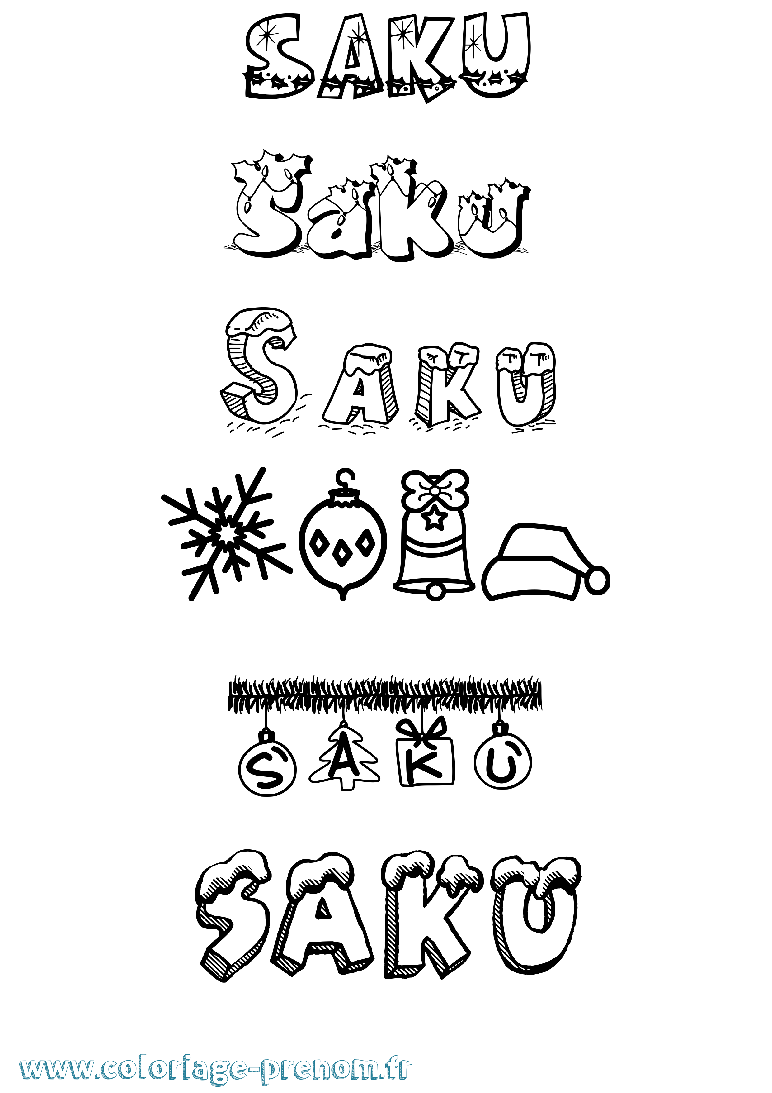 Coloriage Saku Noël Coloriage prénom Saku Noël