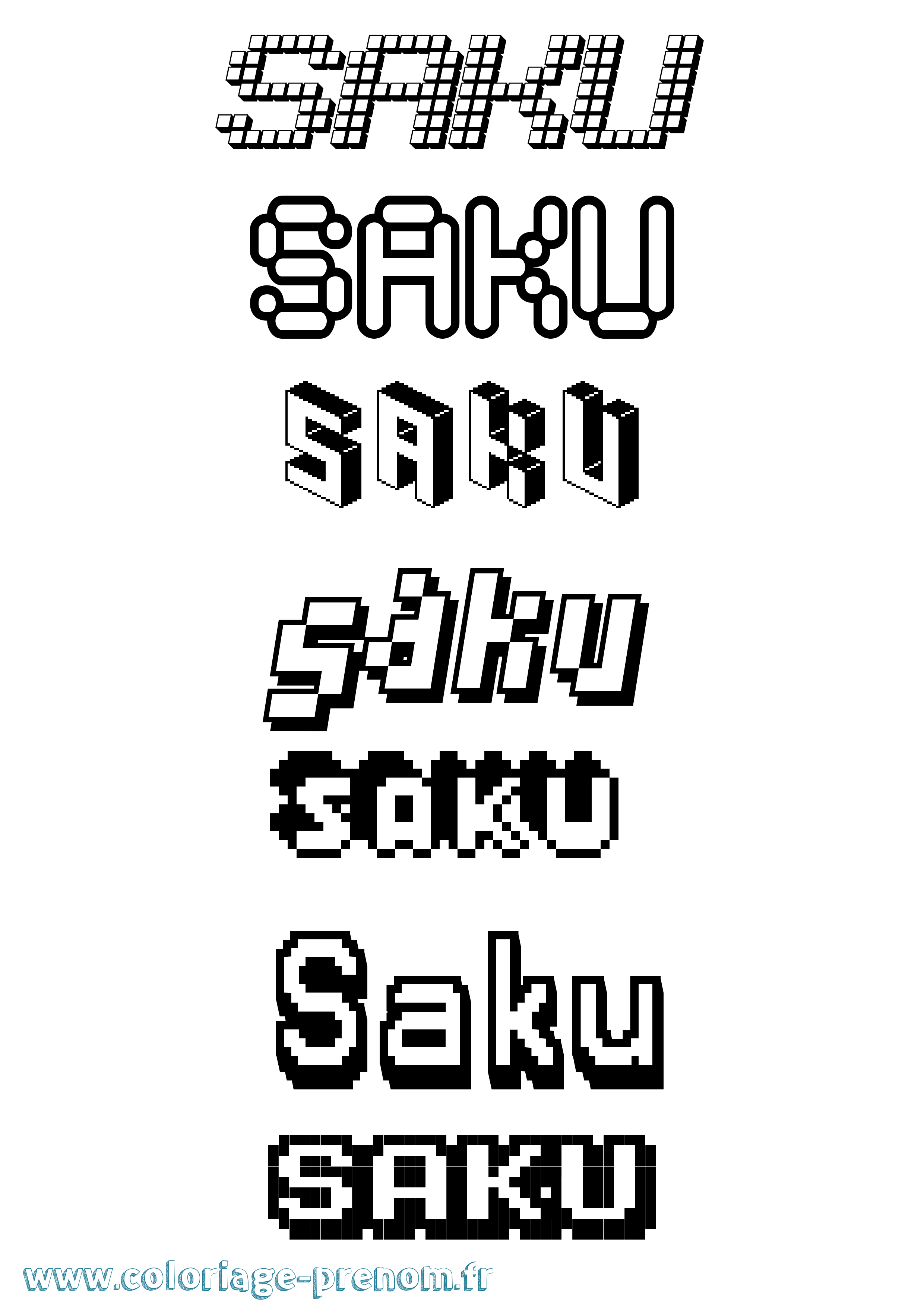 Coloriage Saku Pixel Coloriage prénom Saku Pixel