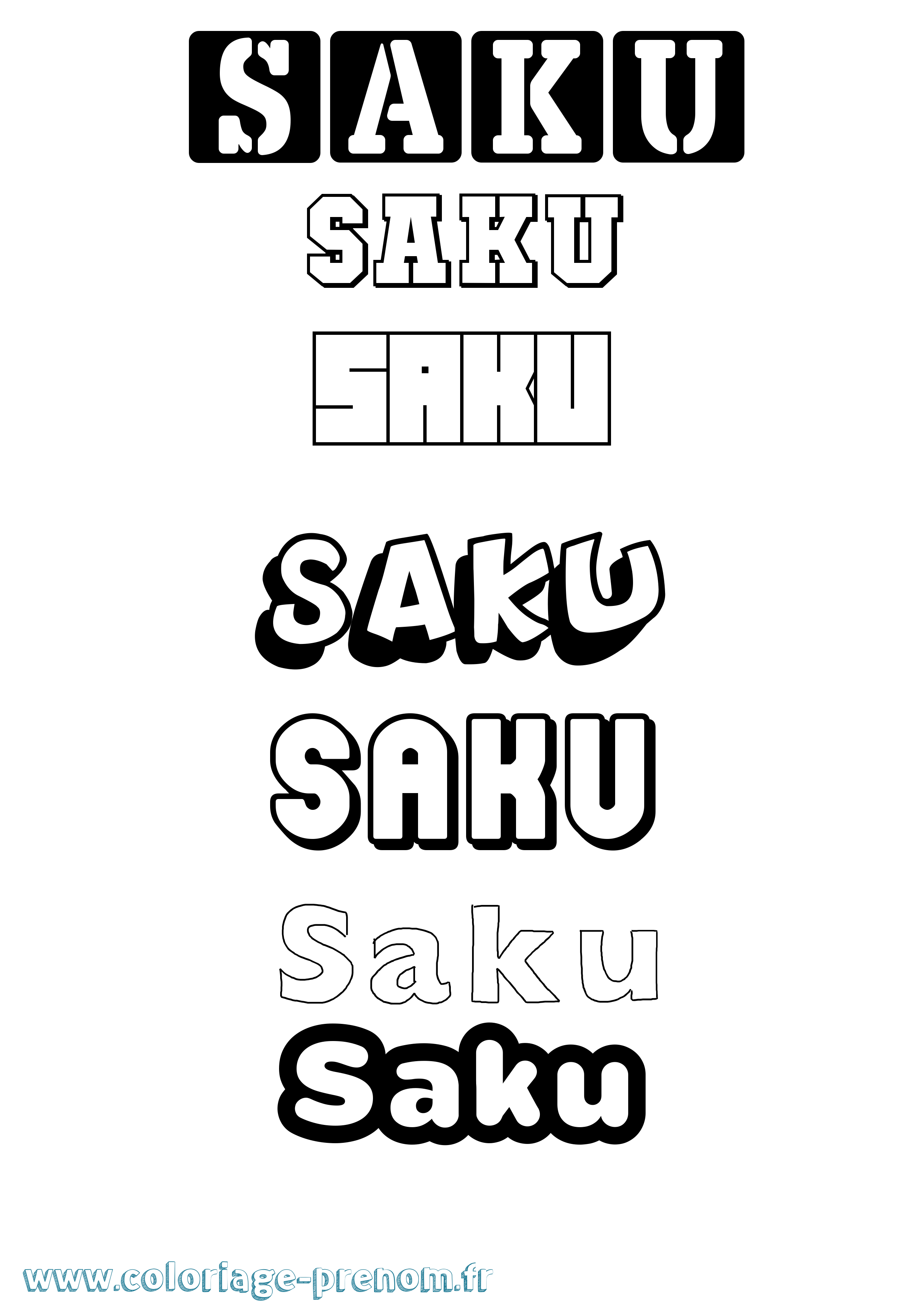 Coloriage Saku Simple Coloriage prénom Saku Simple